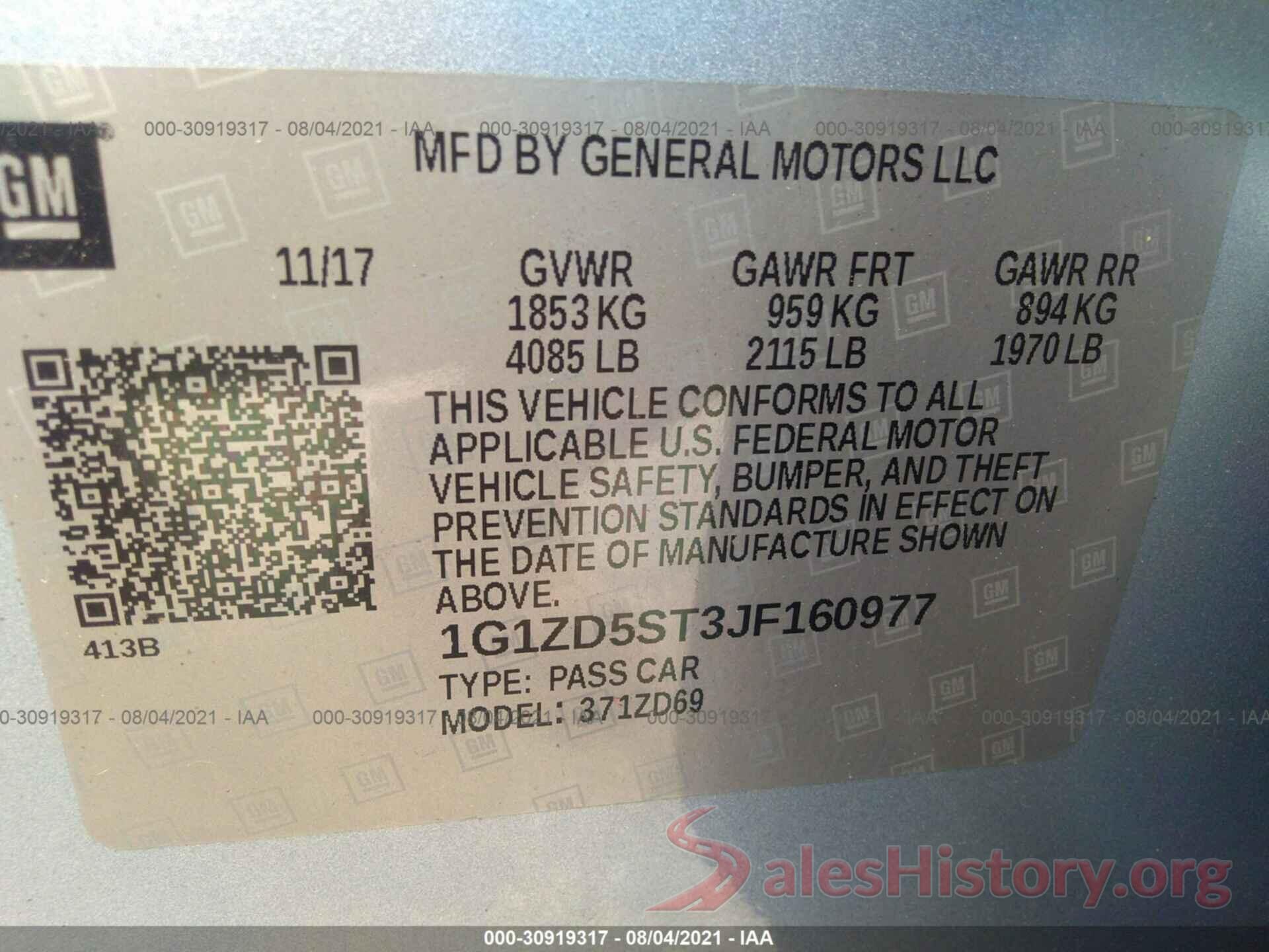 1G1ZD5ST3JF160977 2018 CHEVROLET MALIBU