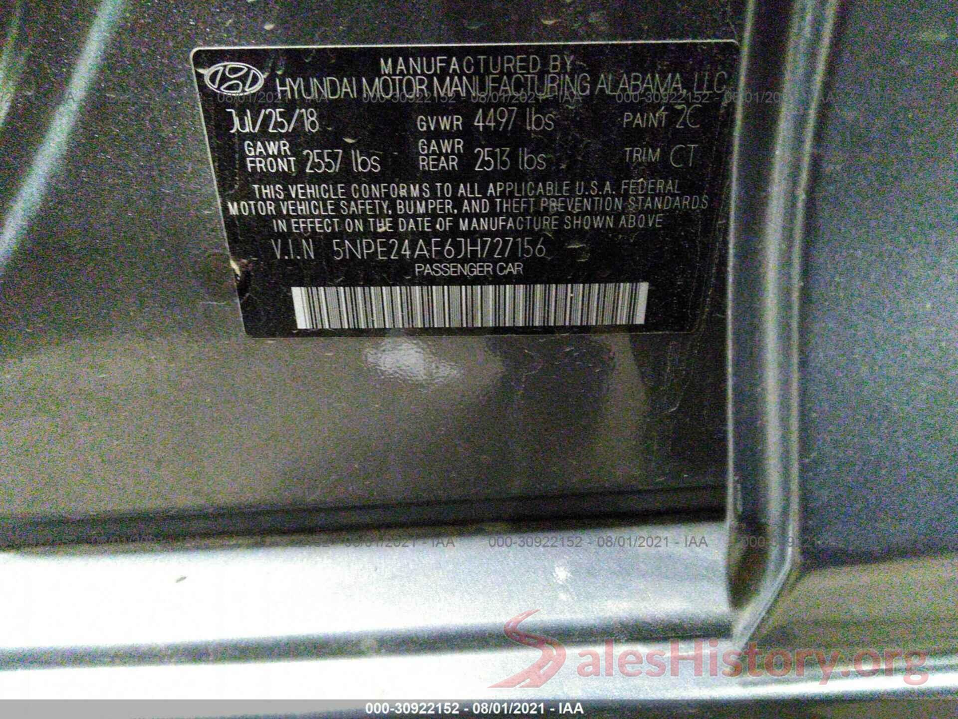 000E24AF6JH727156 2018 HYUNDAI SONATA