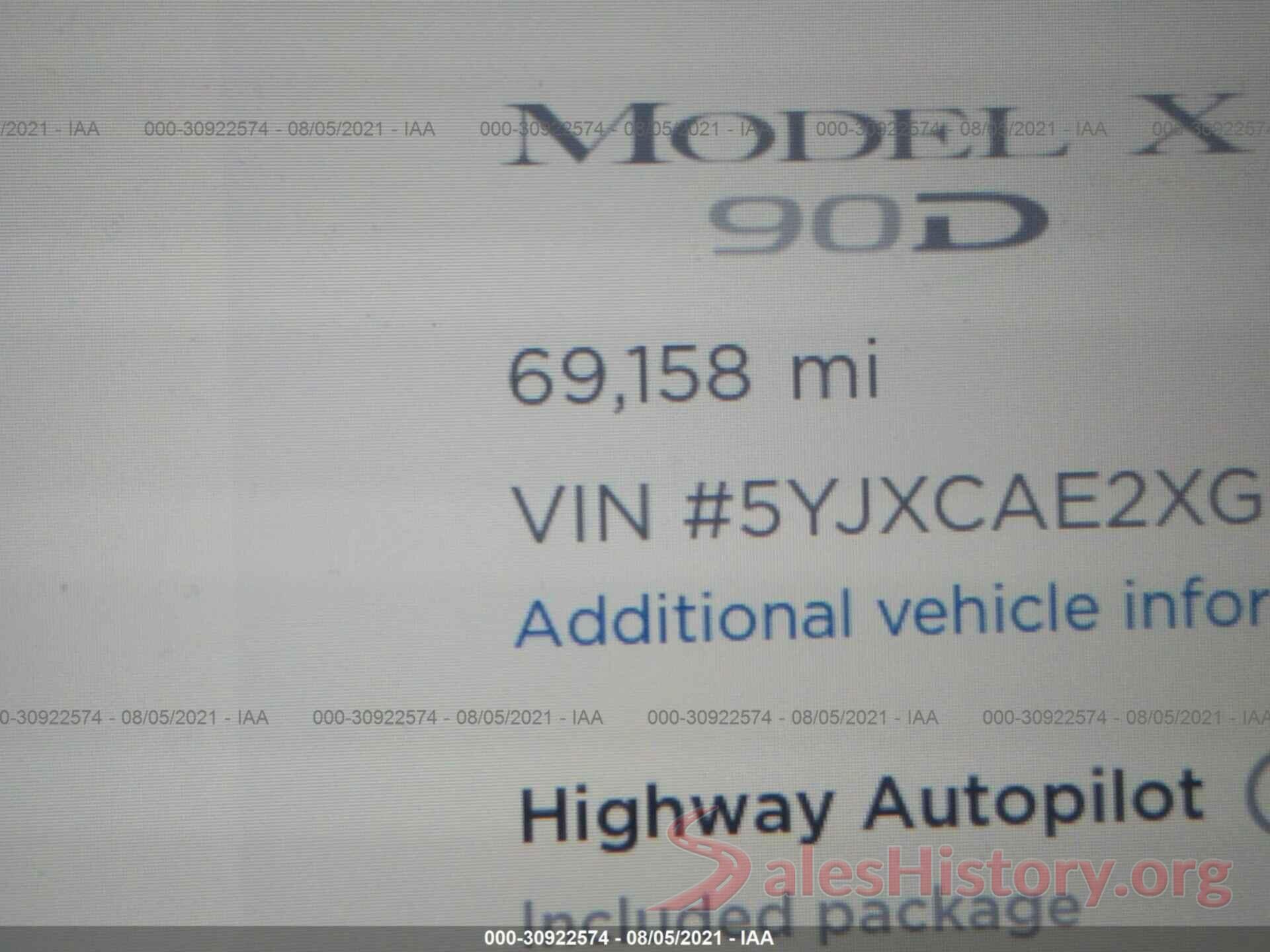 5YJXCAE2XGF002727 2016 TESLA MODEL X