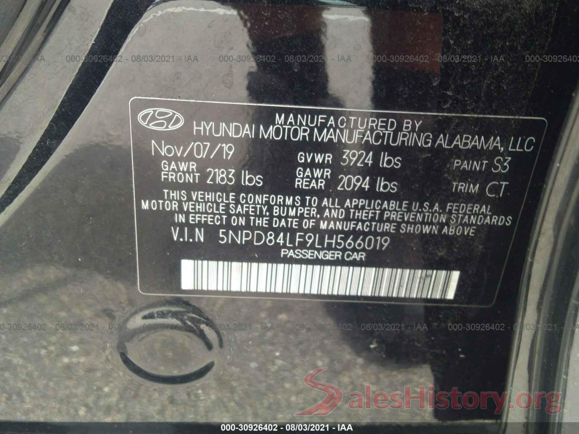 5NPD84LF9LH566019 2020 HYUNDAI ELANTRA