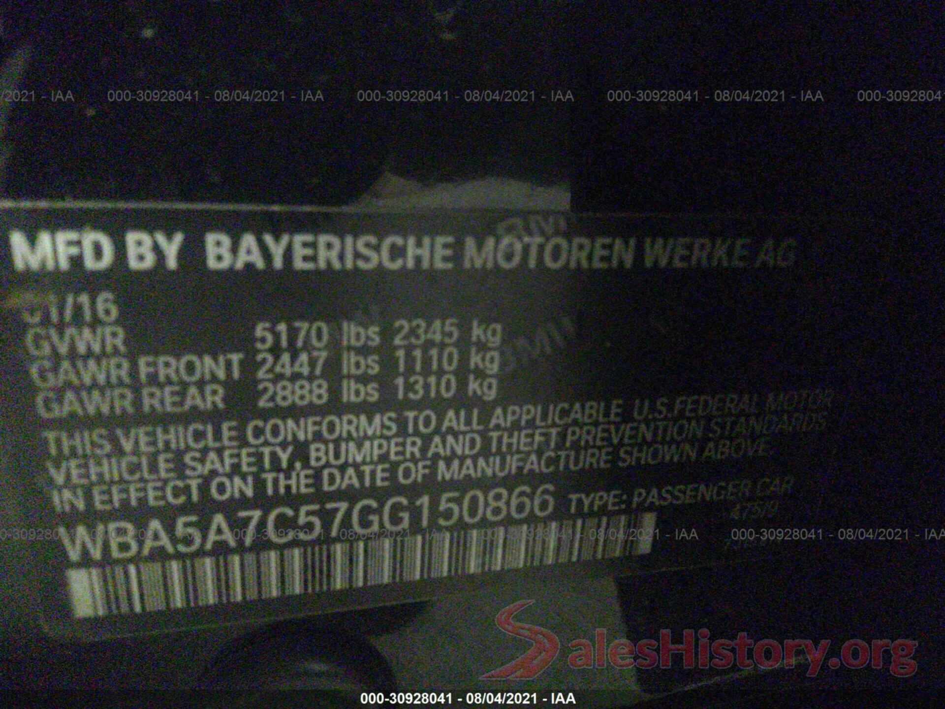 WBA5A7C57GG150866 2016 BMW 5 SERIES