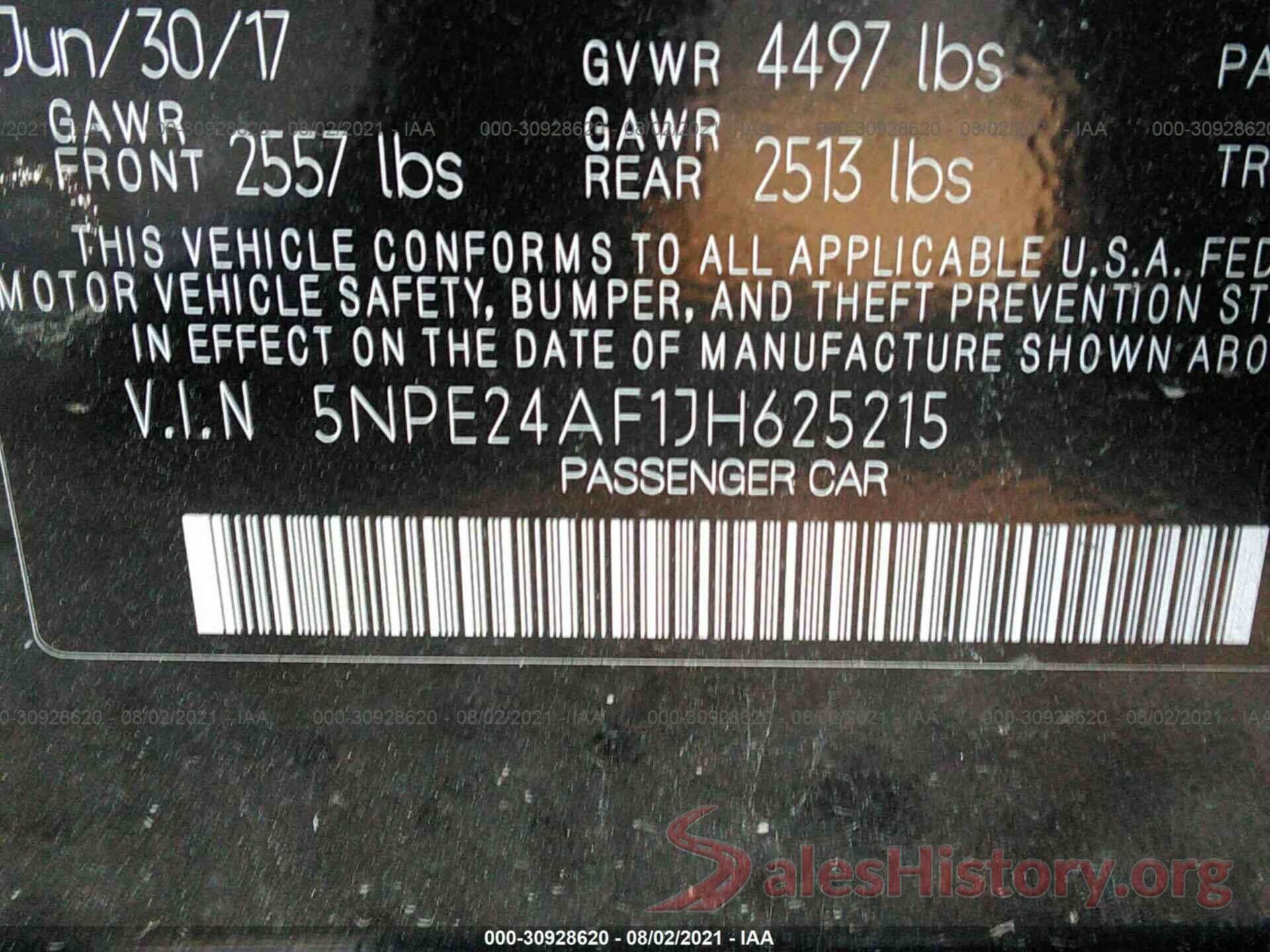 5NPE24AF1JH625215 2018 HYUNDAI SONATA