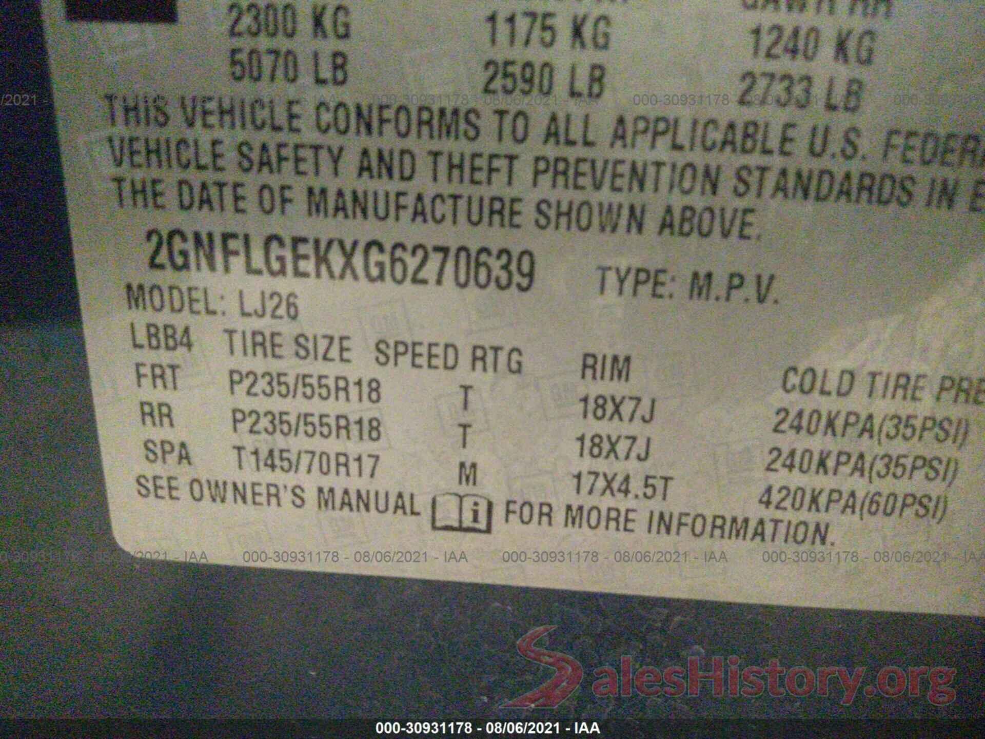 2GNFLGEKXG6270639 2016 CHEVROLET EQUINOX