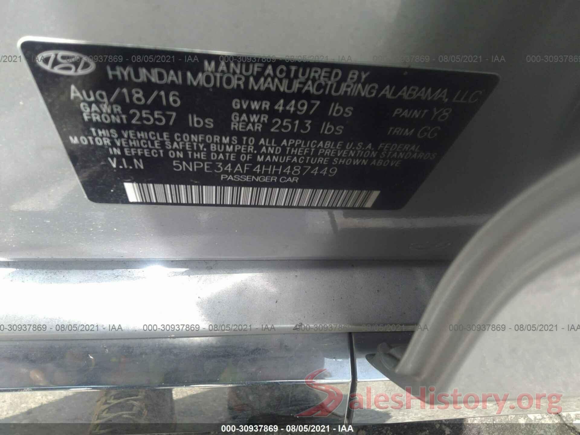 5NPE34AF4HH487449 2017 HYUNDAI SONATA