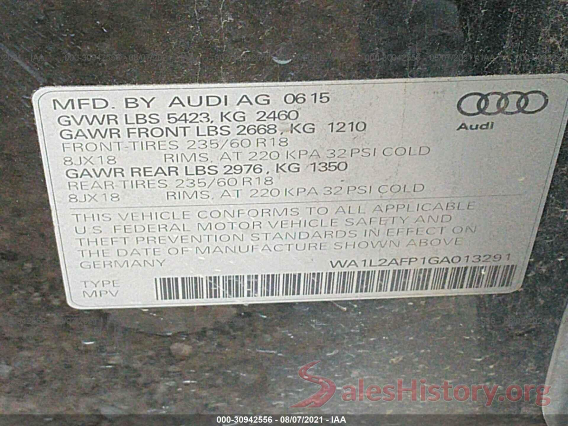 WA1L2AFP1GA013291 2016 AUDI Q5