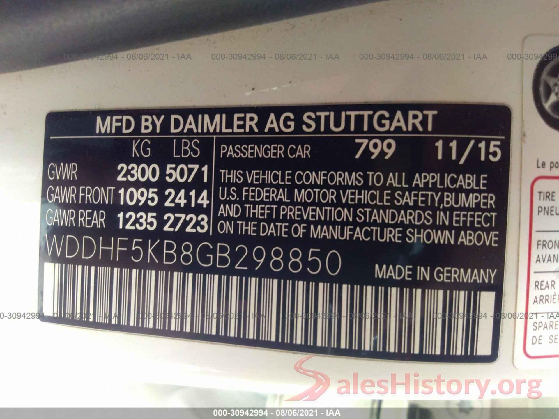 WDDHF5KB8GB298850 2016 MERCEDES-BENZ E-CLASS