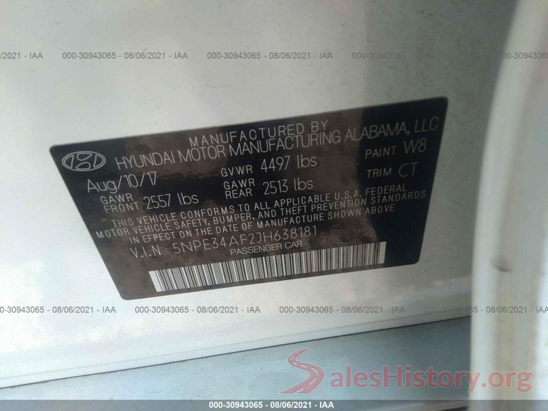 5NPE34AF2JH638181 2018 HYUNDAI SONATA