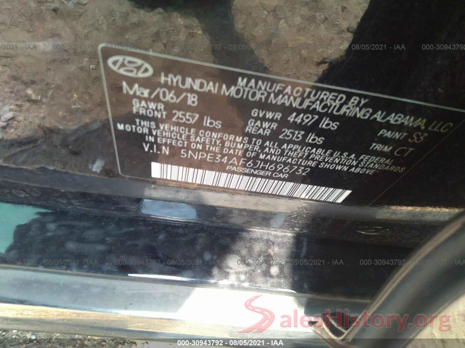 5NPE34AF6JH696732 2018 HYUNDAI SONATA