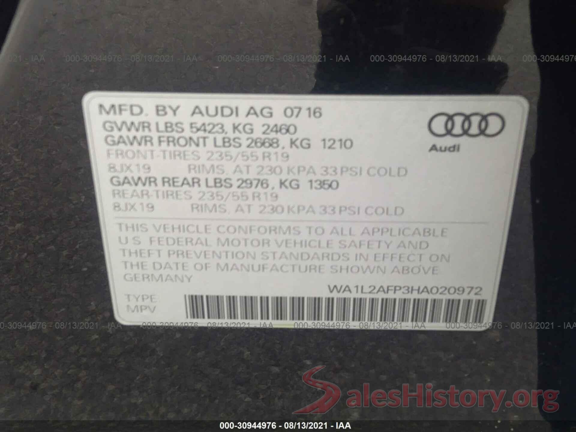 WA1L2AFP3HA020972 2017 AUDI Q5