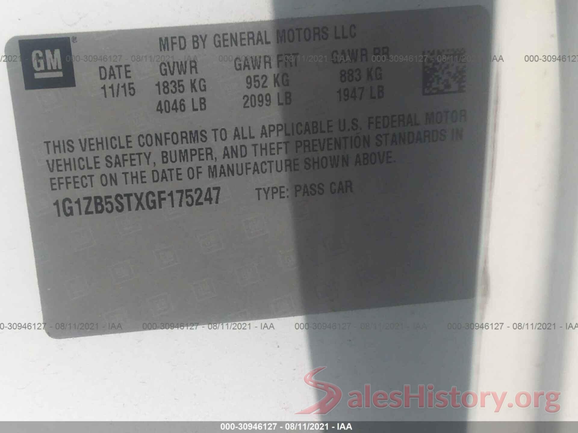 1G1ZB5STXGF175247 2016 CHEVROLET MALIBU