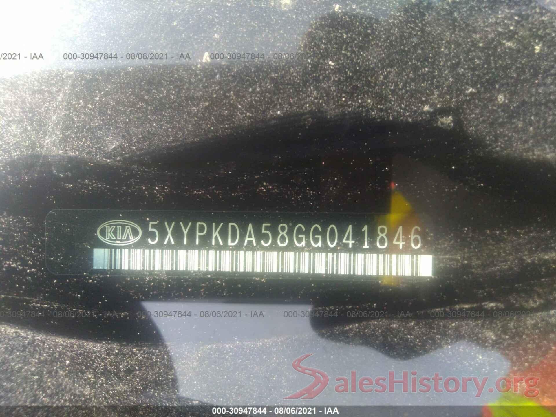 5XYPKDA58GG041846 2016 KIA SORENTO