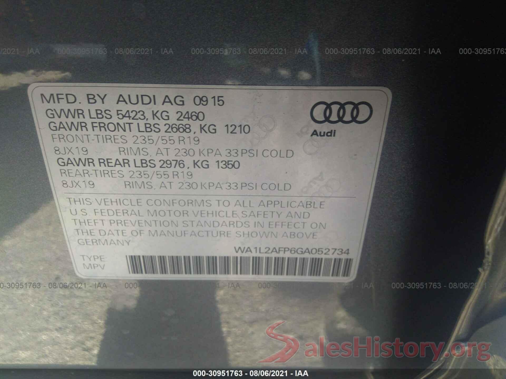 WA1L2AFP6GA052734 2016 AUDI Q5