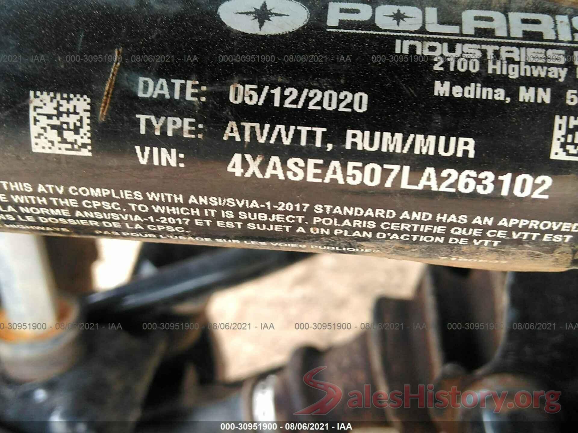 4XASEA507LA263102 2020 POLARIS SPORTSMAN