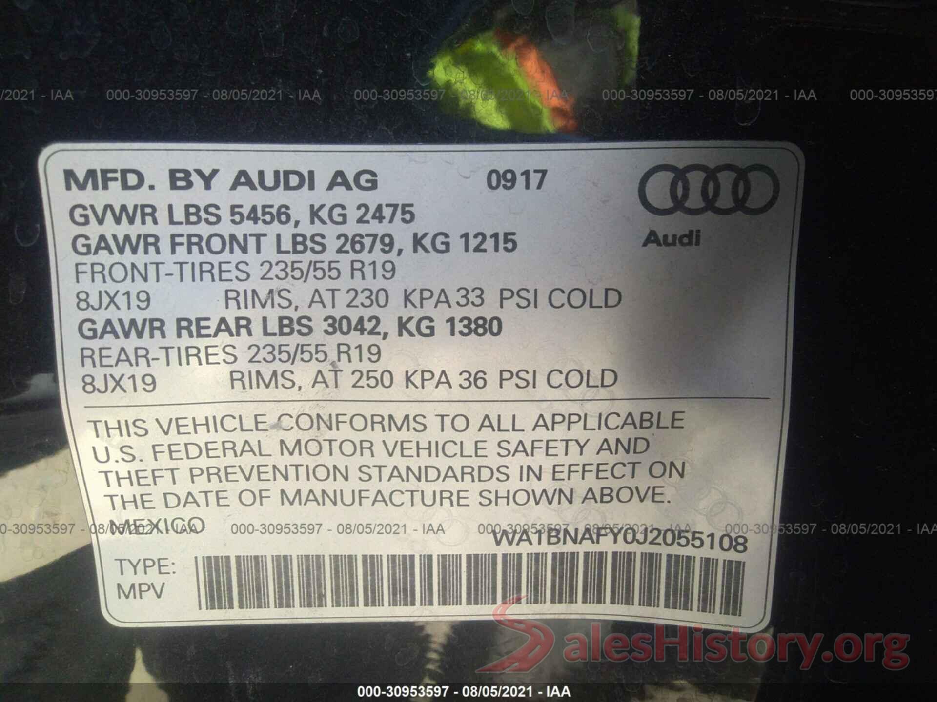 WA1BNAFY0J2055108 2018 AUDI Q5