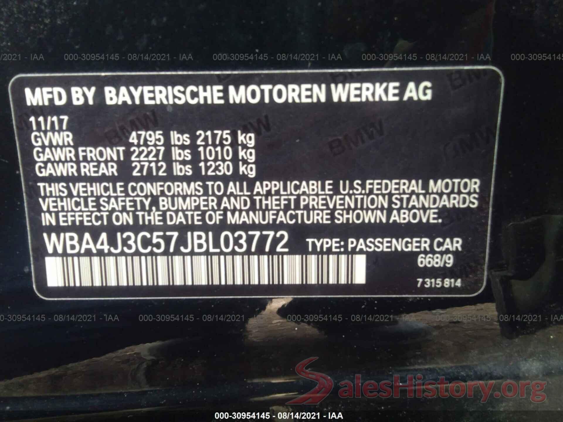 WBA4J3C57JBL03772 2018 BMW 4 SERIES