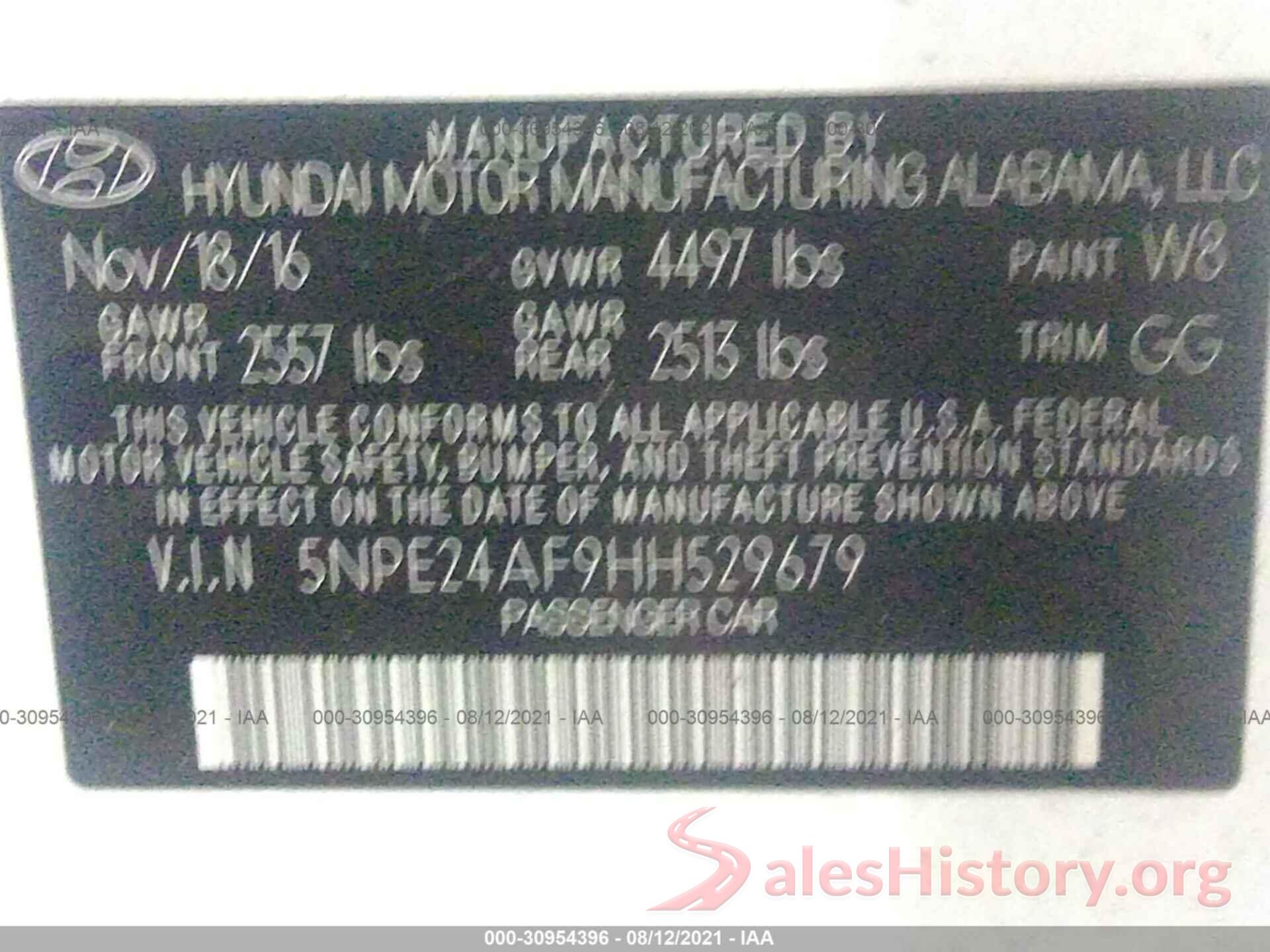 5NPE24AF9HH529679 2017 HYUNDAI SONATA