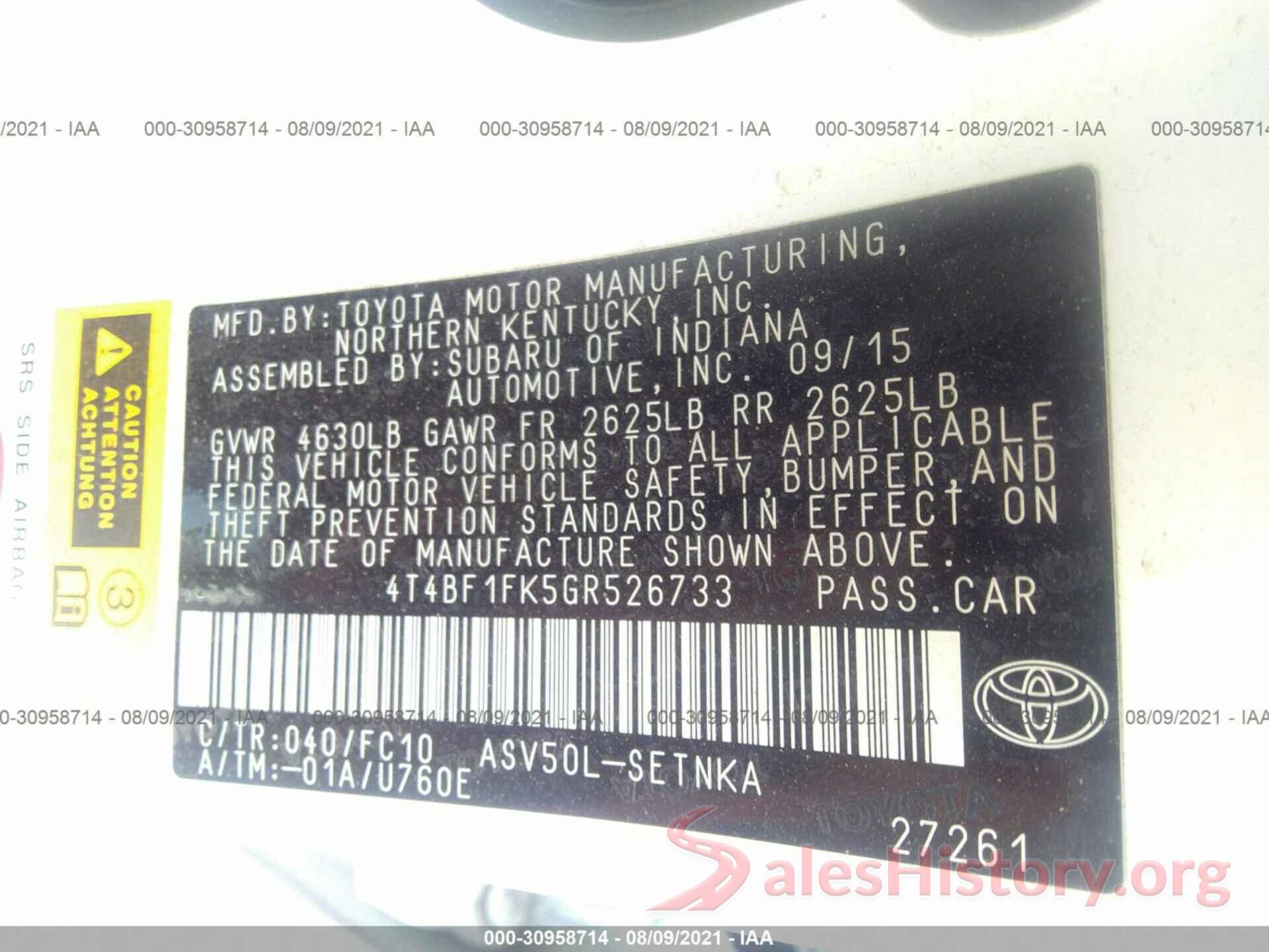 4T4BF1FK5GR526733 2016 TOYOTA CAMRY