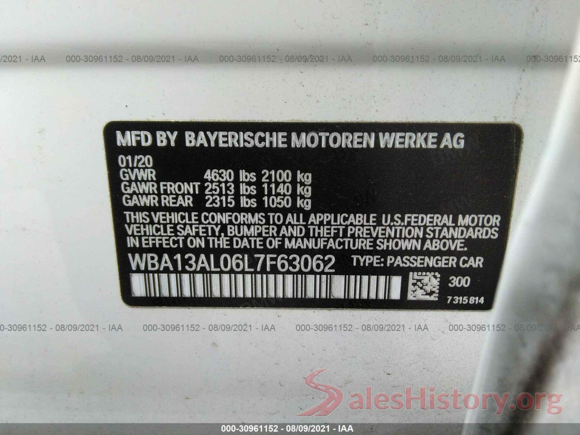 WBA13AL06L7F63062 2020 BMW 2 SERIES