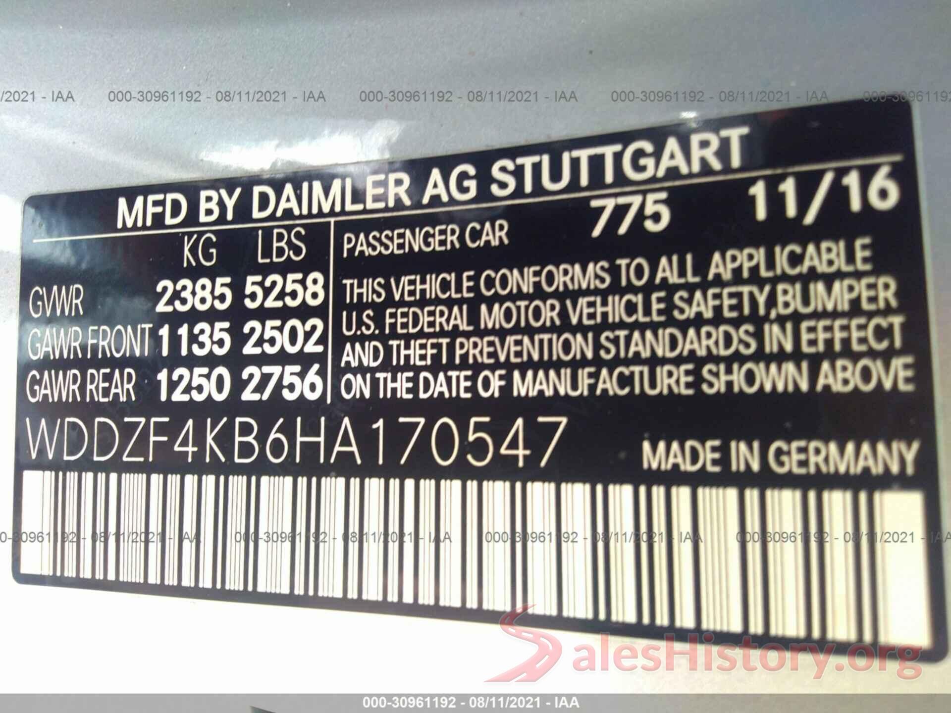 WDDZF4KB6HA170547 2017 MERCEDES-BENZ E-CLASS