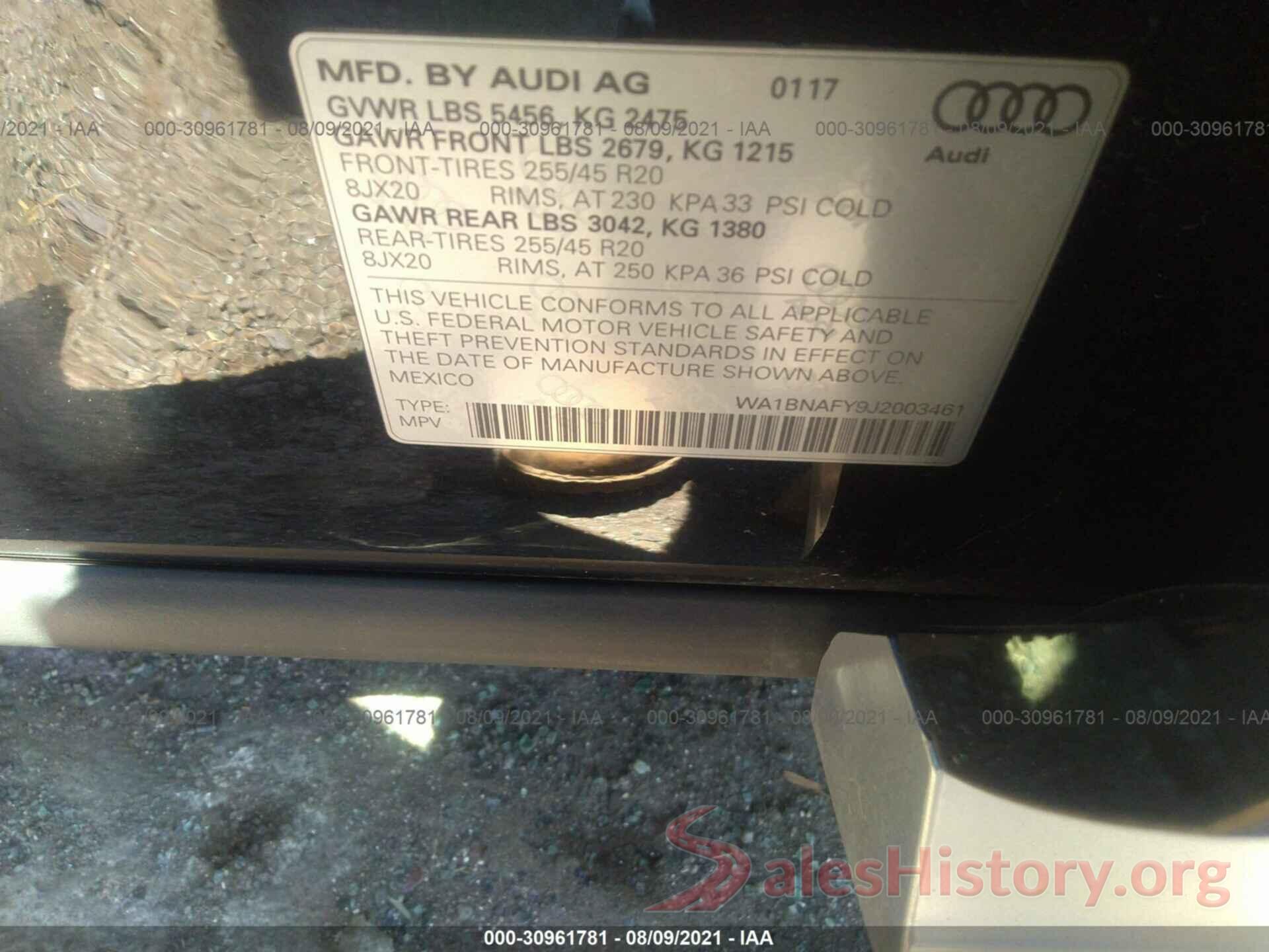 WA1BNAFY9J2003461 2018 AUDI Q5