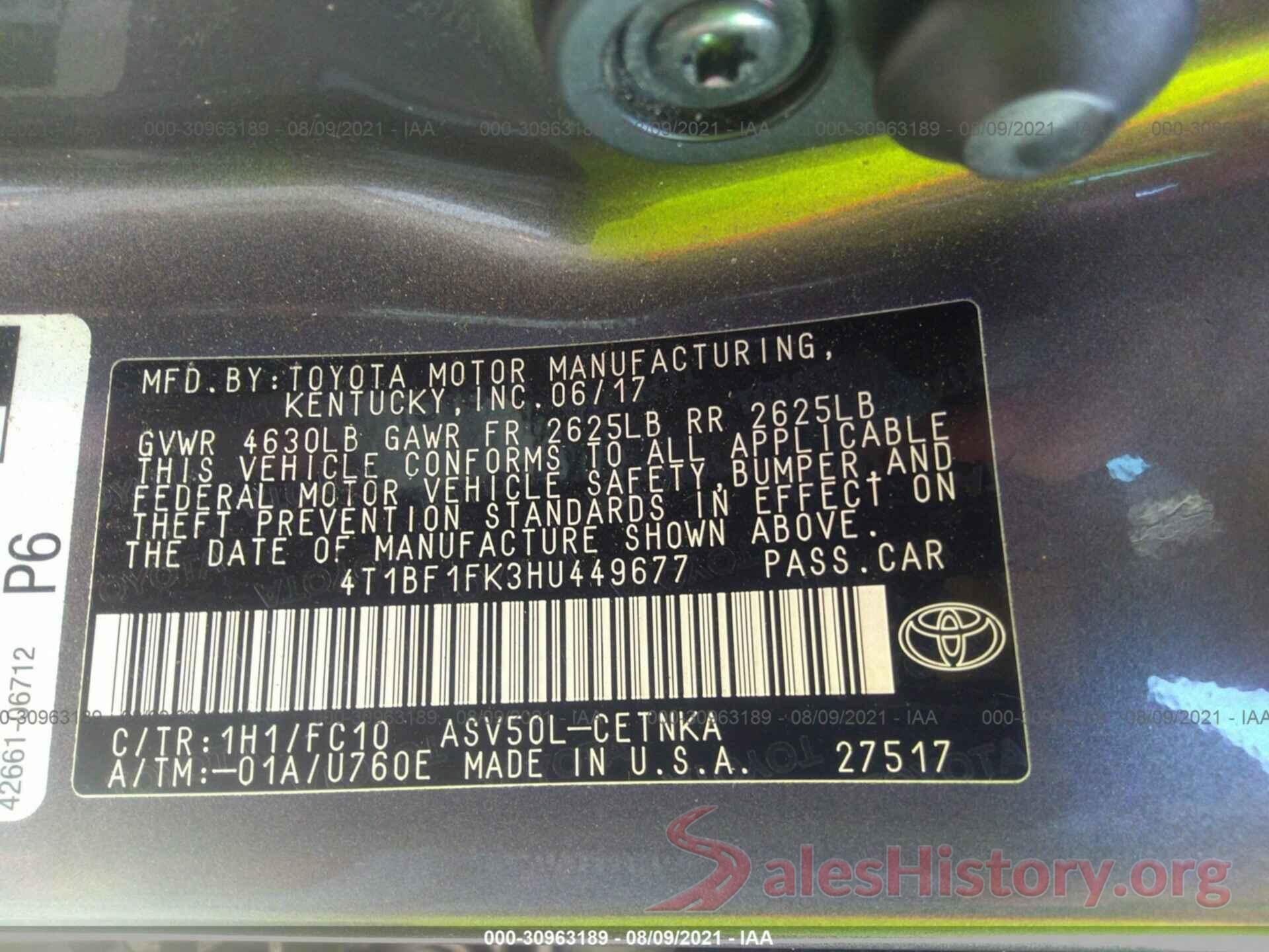 4T1BF1FK3HU449677 2017 TOYOTA CAMRY