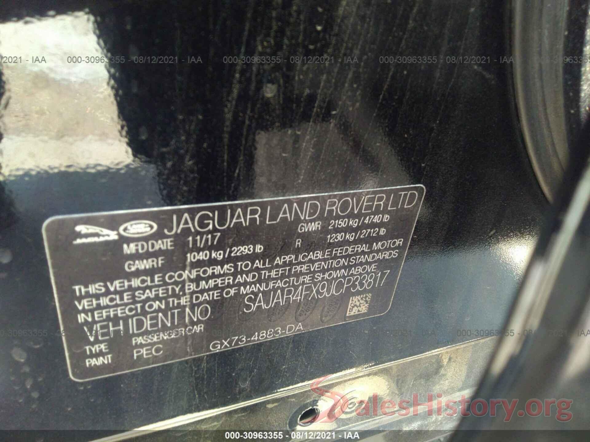 SAJAR4FX9JCP33817 2018 JAGUAR XE