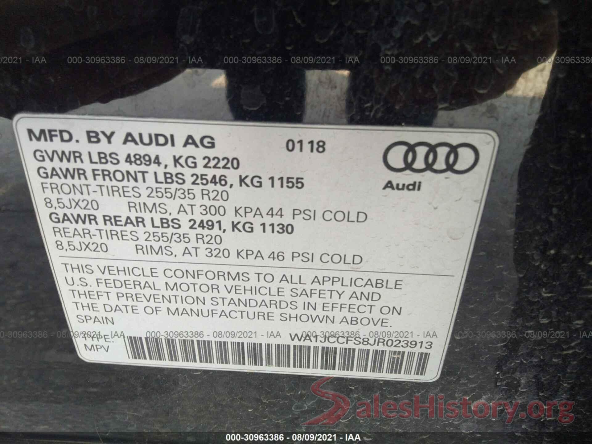 WA1JCCFS8JR023913 2018 AUDI Q3