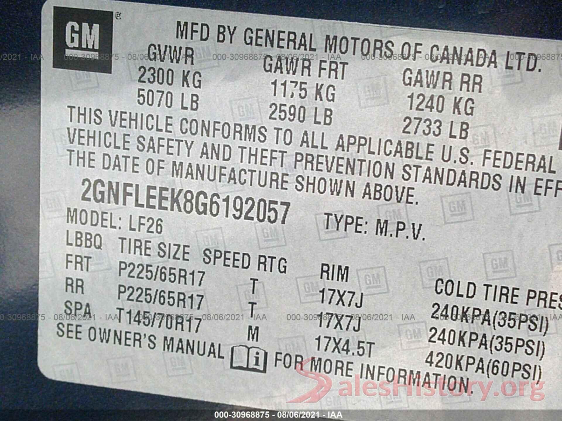 2GNFLEEK8G6192057 2016 CHEVROLET EQUINOX