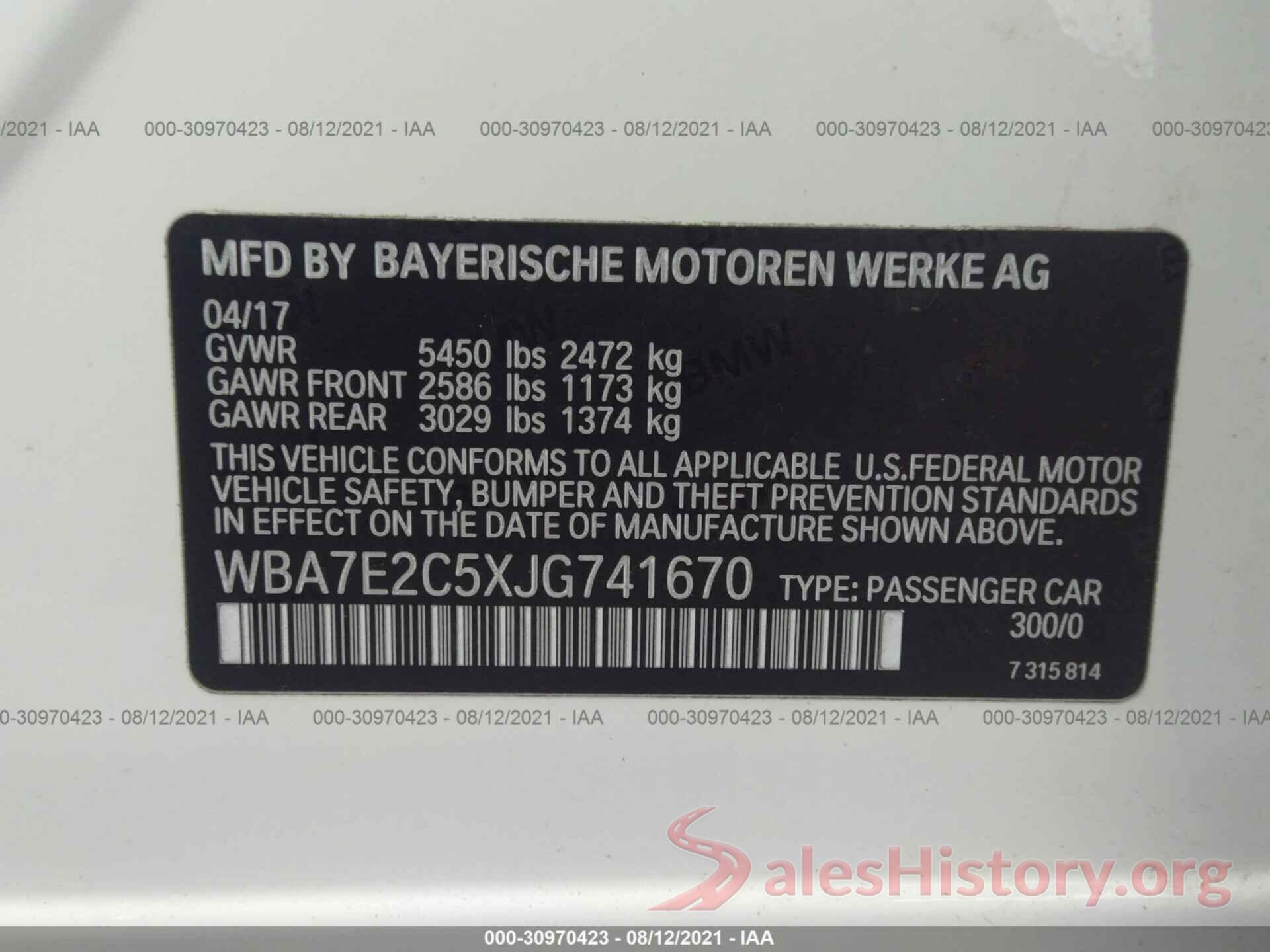 WBA7E2C5XJG741670 2018 BMW 7 SERIES