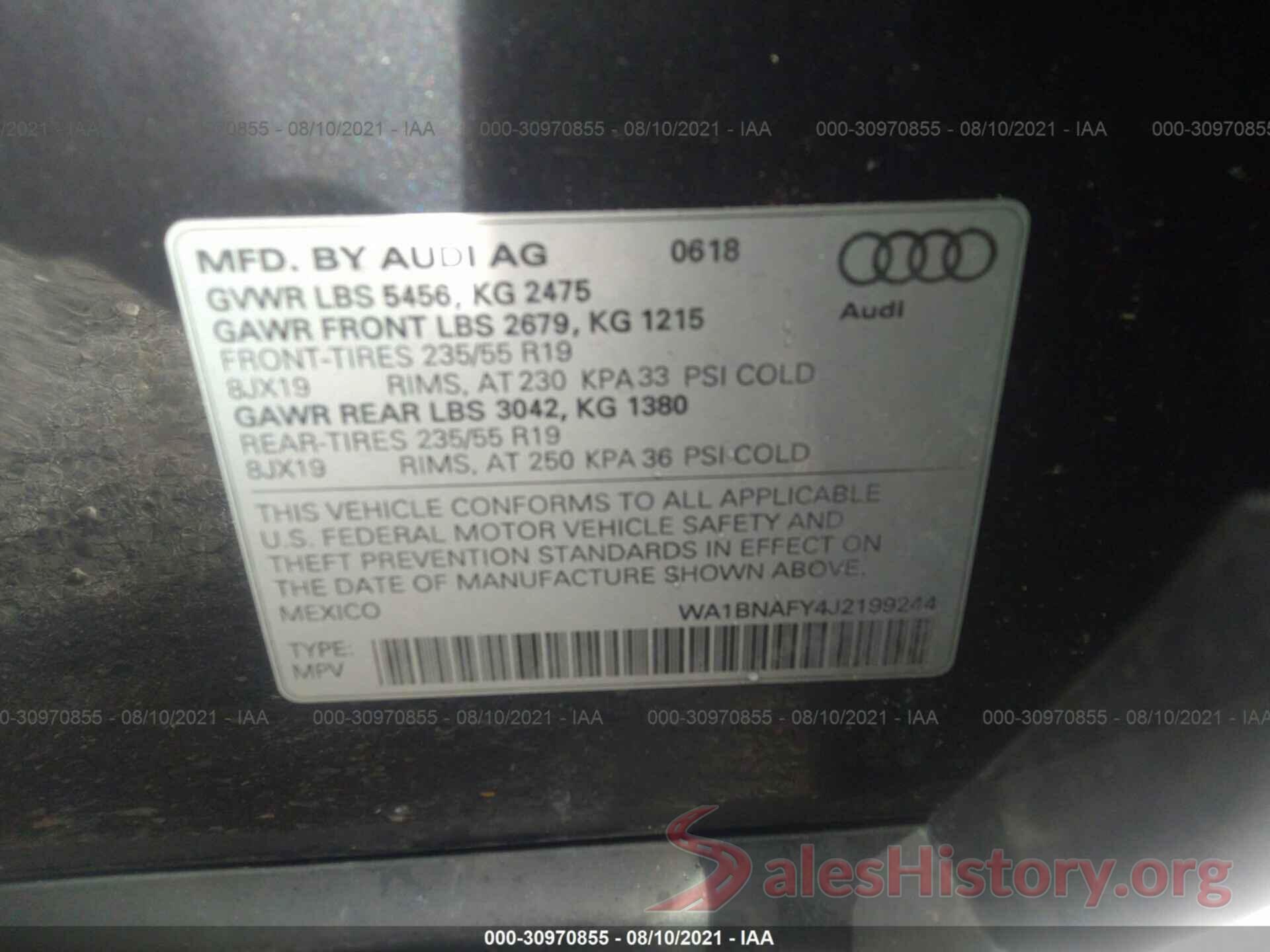 WA1BNAFY4J2199244 2018 AUDI Q5