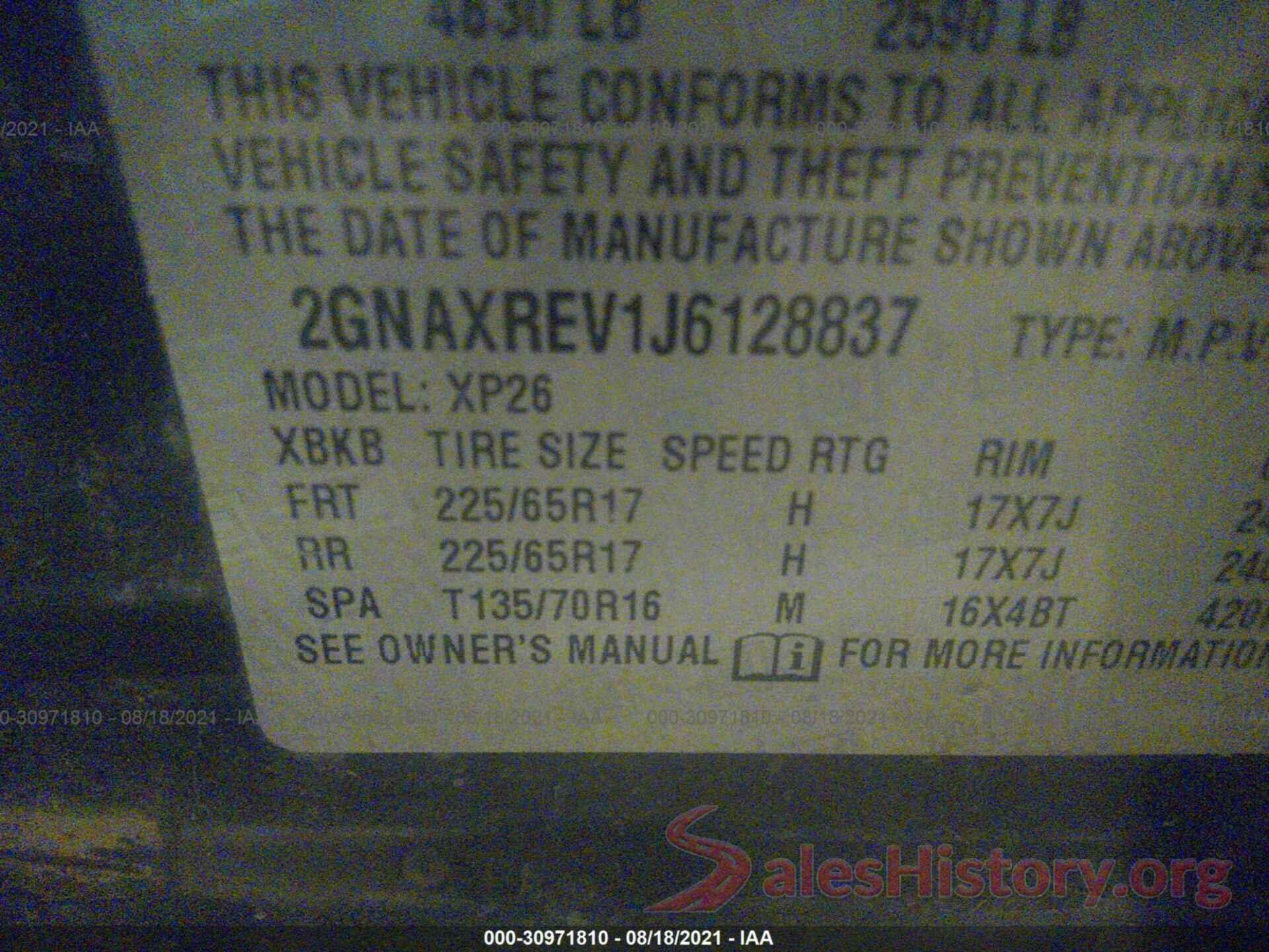 2GNAXREV1J6128837 2018 CHEVROLET EQUINOX