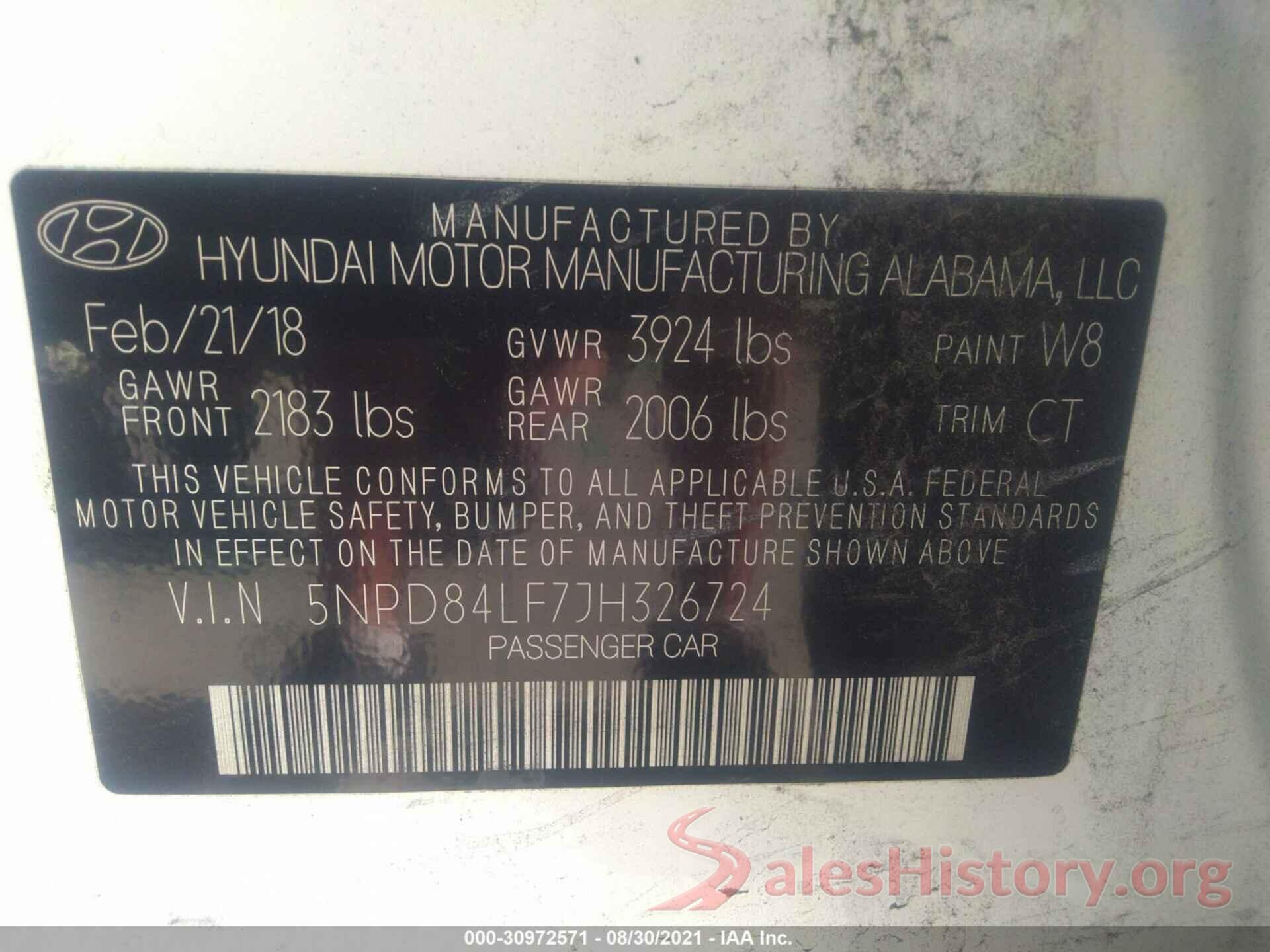 5NPD84LF7JH326724 2018 HYUNDAI ELANTRA