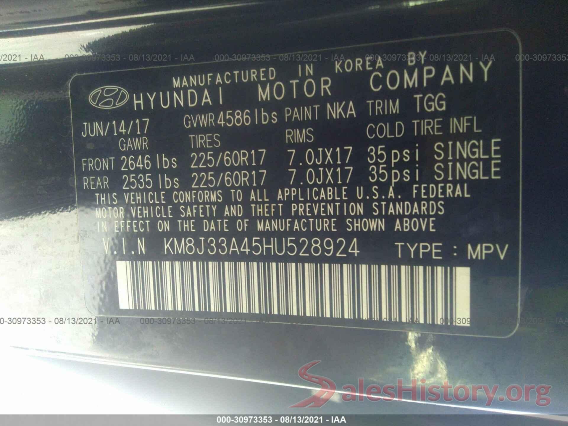 KM8J33A45HU528924 2017 HYUNDAI TUCSON