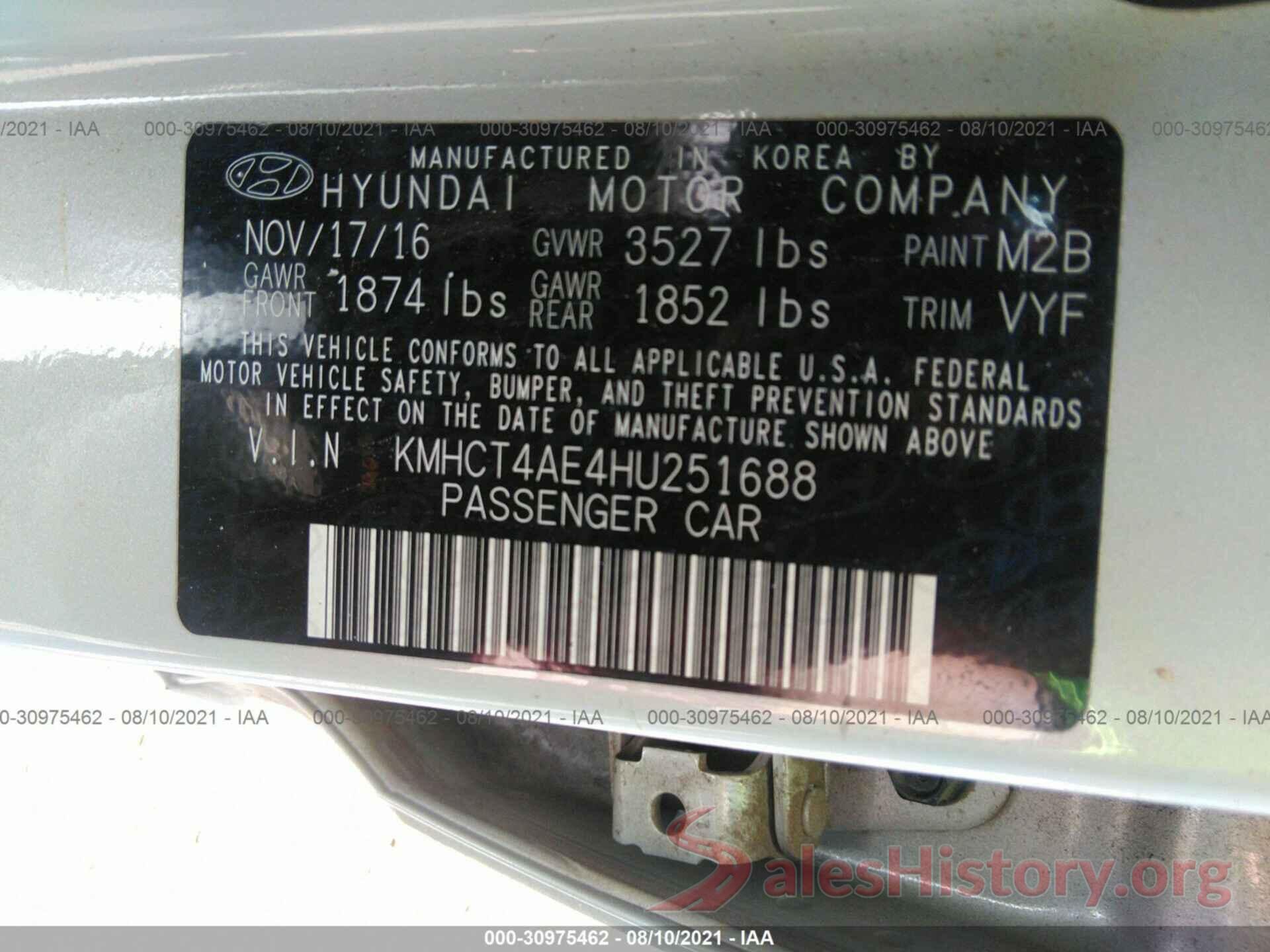 KMHCT4AE4HU251688 2017 HYUNDAI ACCENT