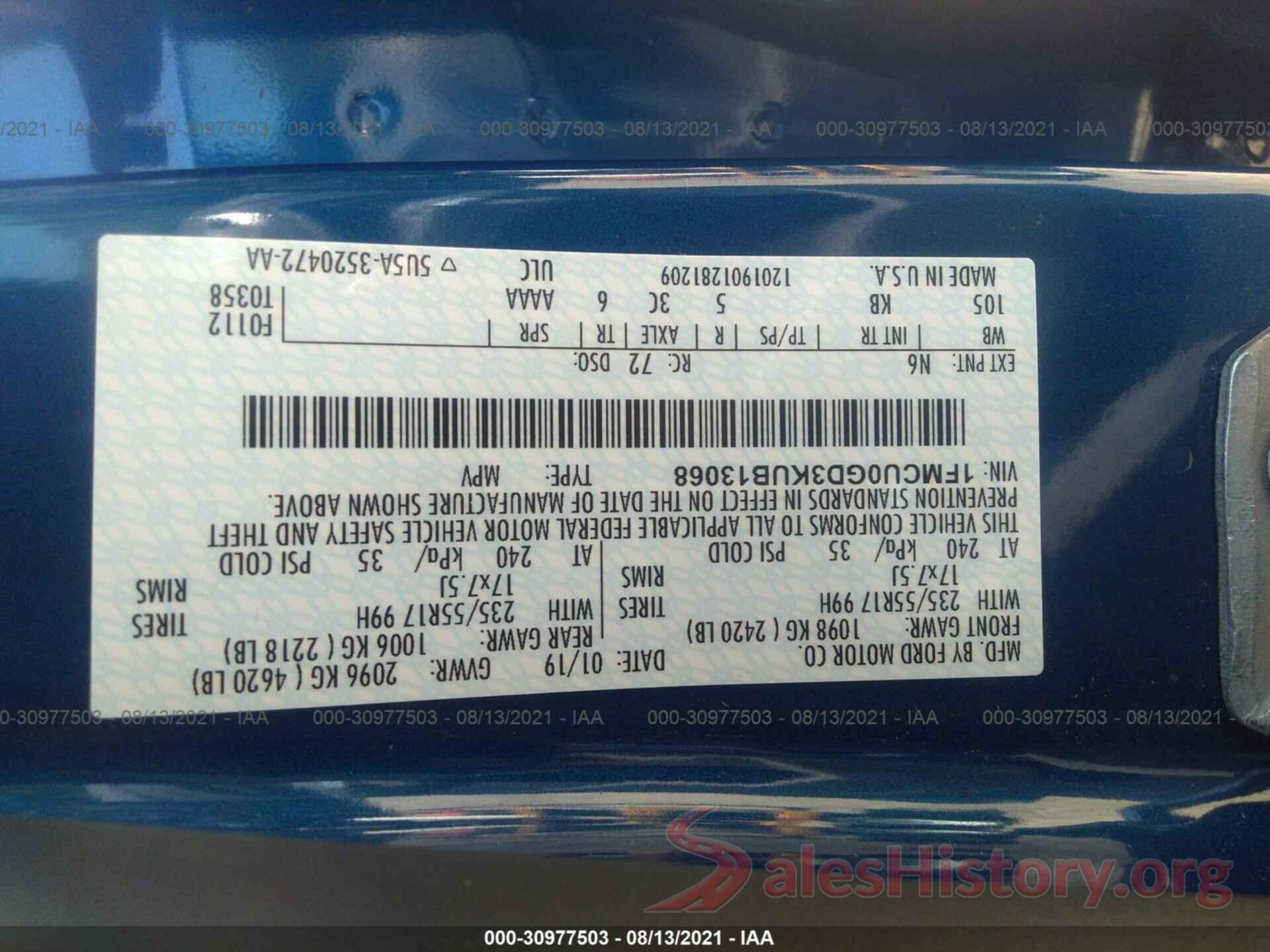 1FMCU0GD3KUB13068 2019 FORD ESCAPE