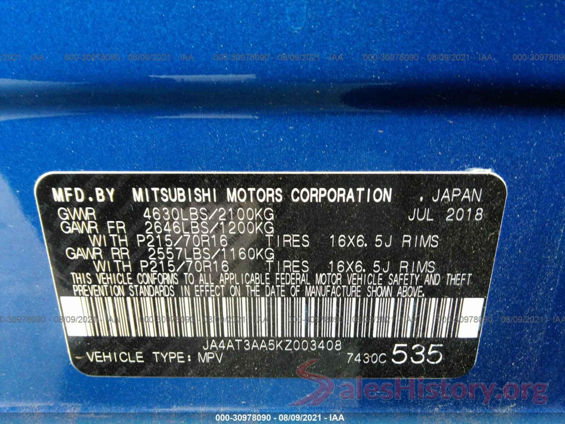 JA4AT3AA5KZ003408 2019 MITSUBISHI ECLIPSE CROSS