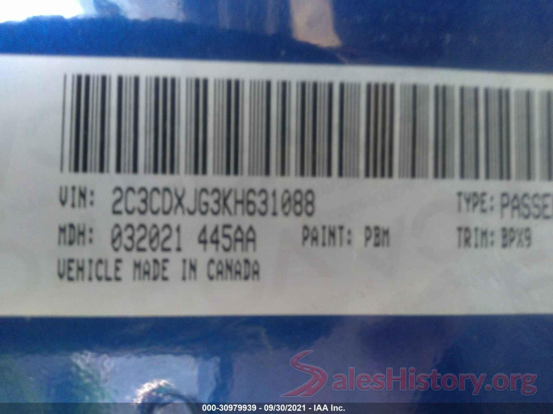 2C3CDXJG3KH631088 2019 DODGE CHARGER