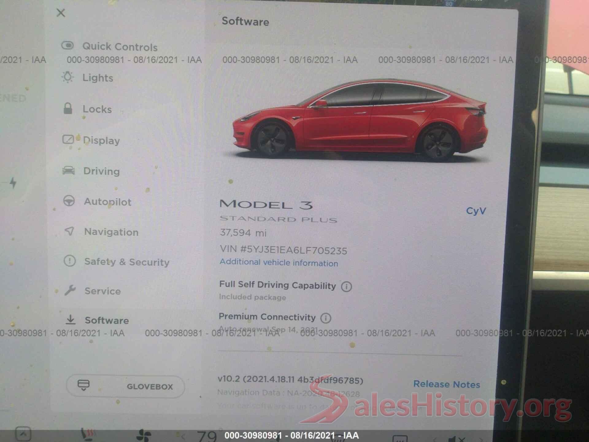 5YJ3E1EA6LF705235 2020 TESLA MODEL 3