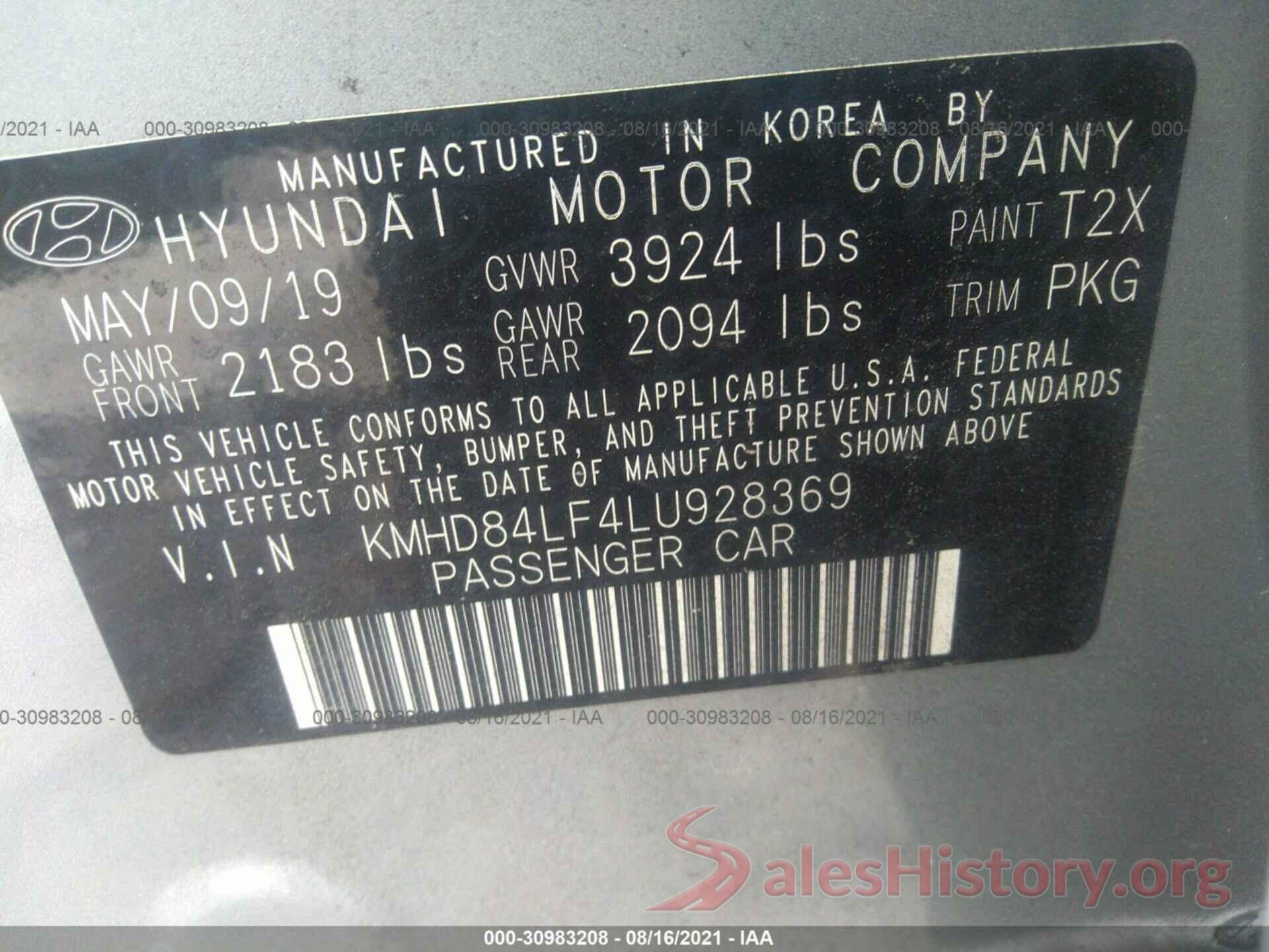 KMHD84LF4LU928369 2020 HYUNDAI ELANTRA