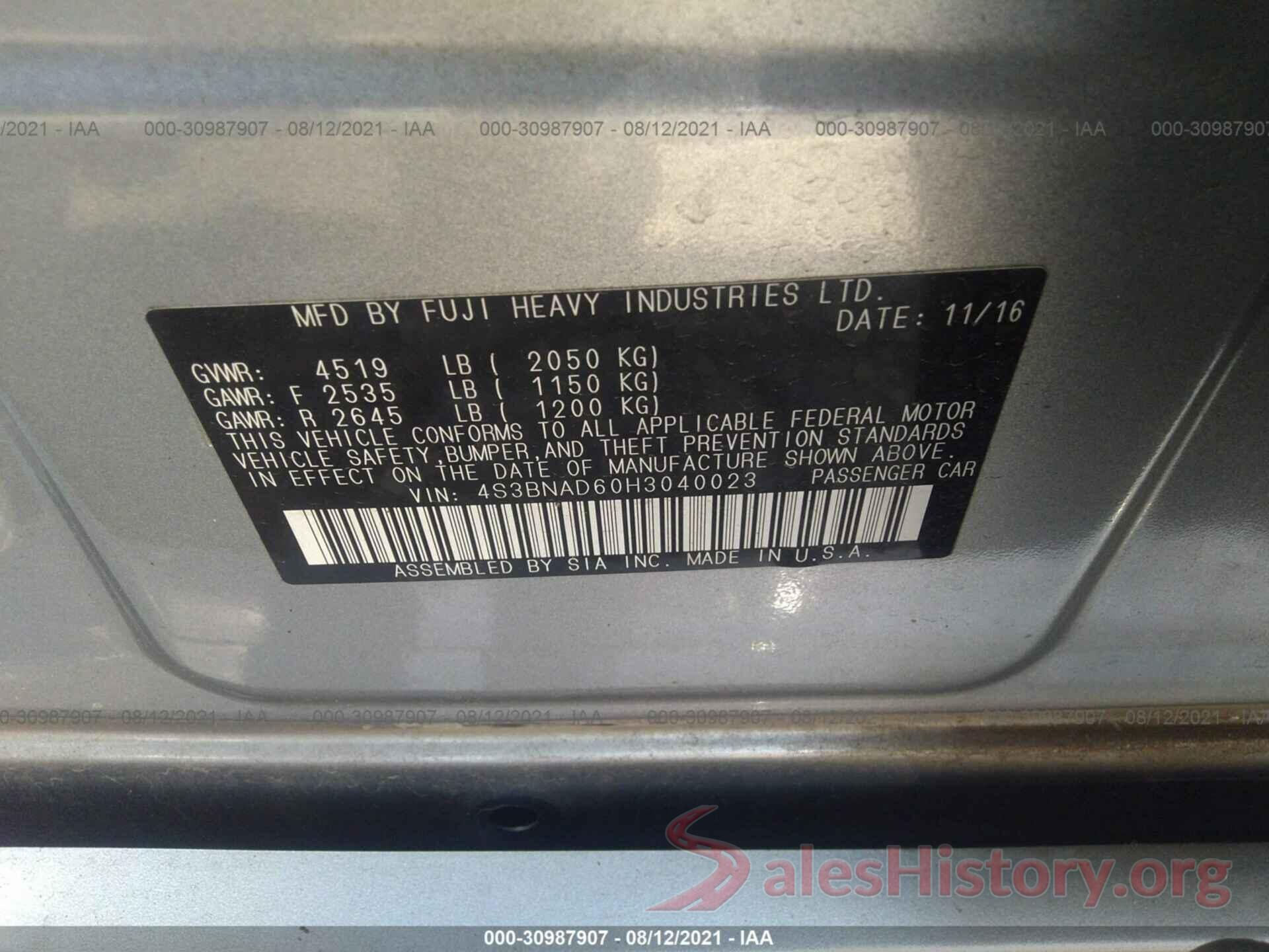 4S3BNAD60H3040023 2017 SUBARU LEGACY