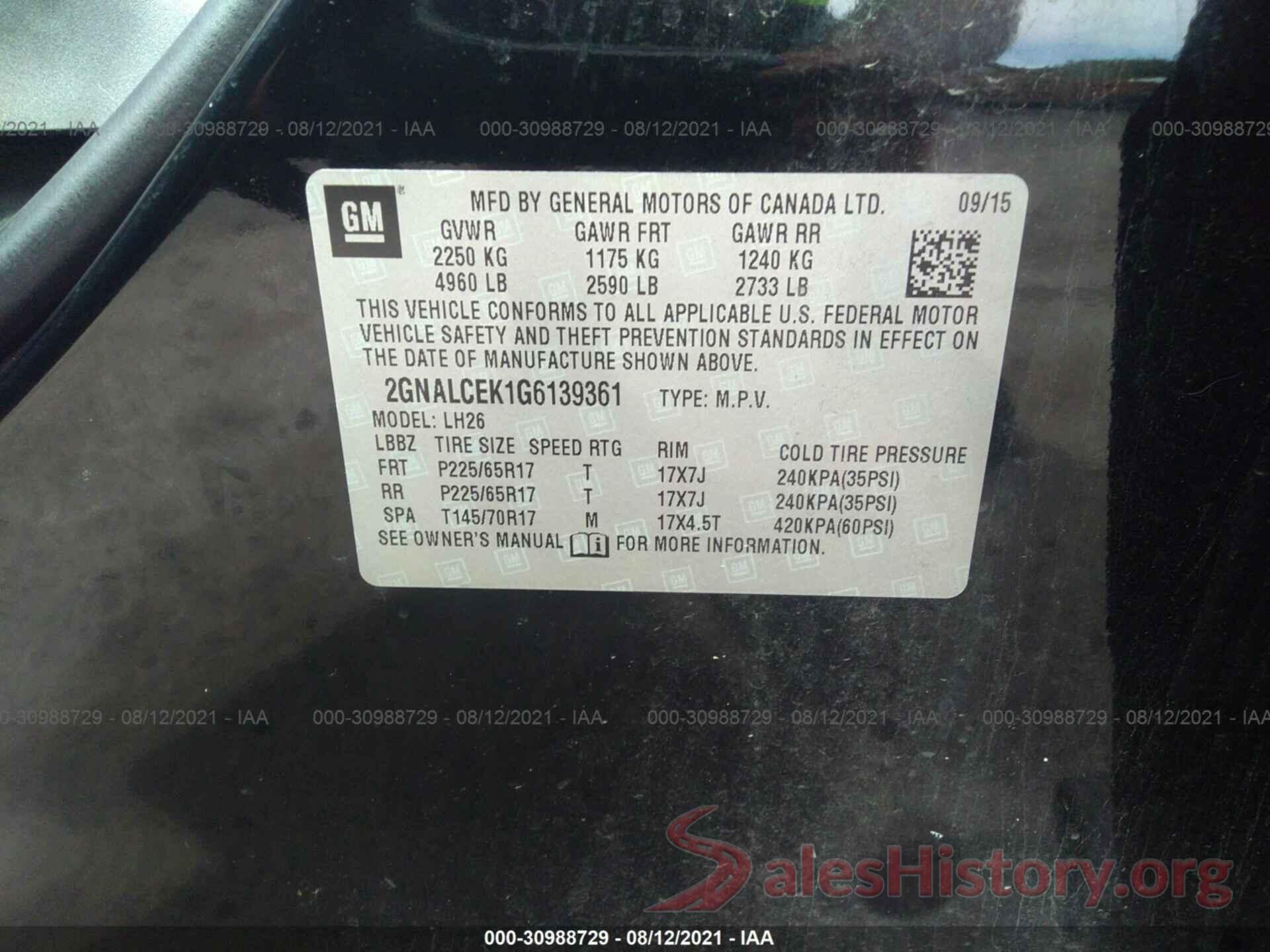 2GNALCEK1G6139361 2016 CHEVROLET EQUINOX