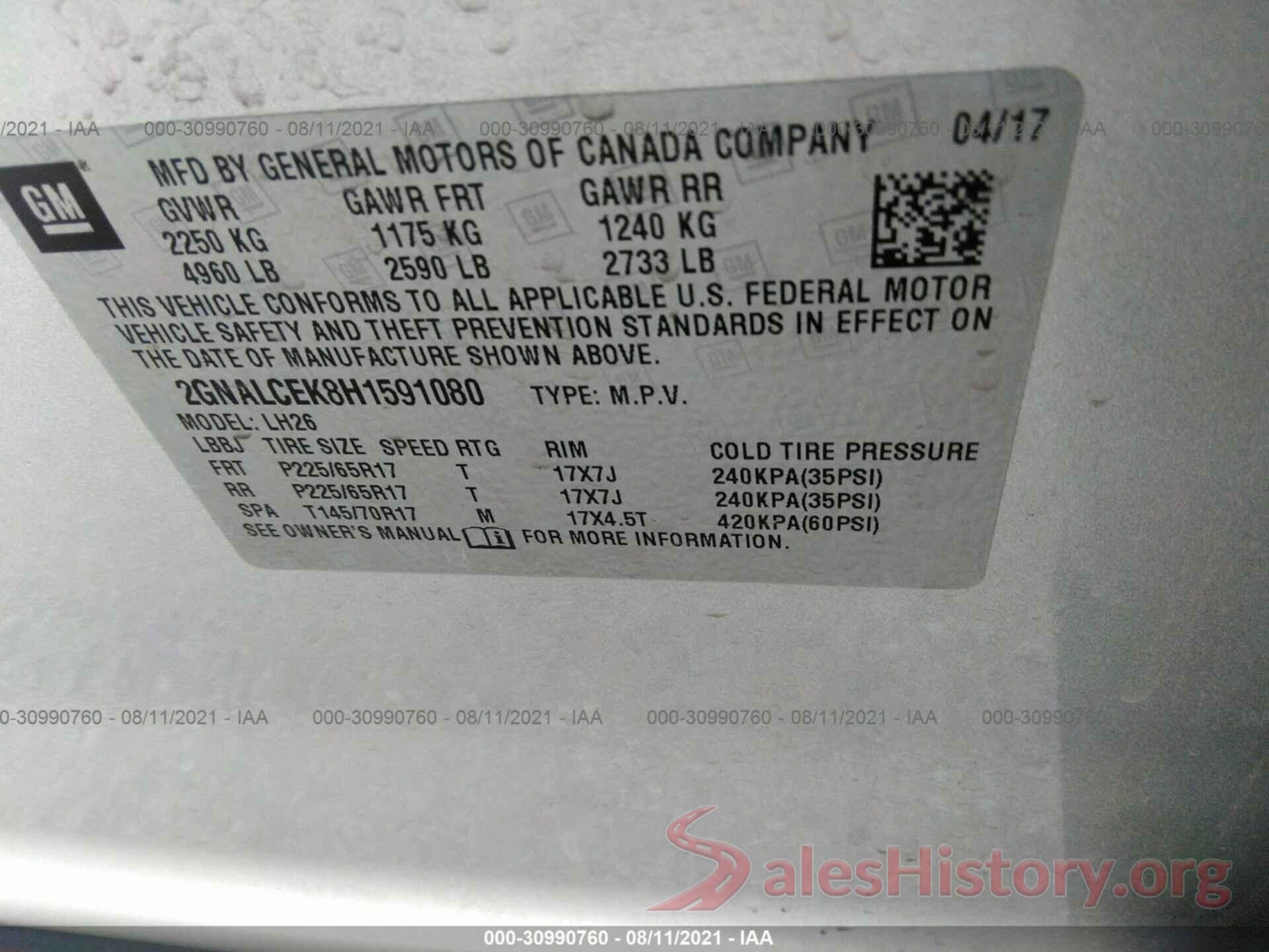 2GNALCEK8H1591080 2017 CHEVROLET EQUINOX