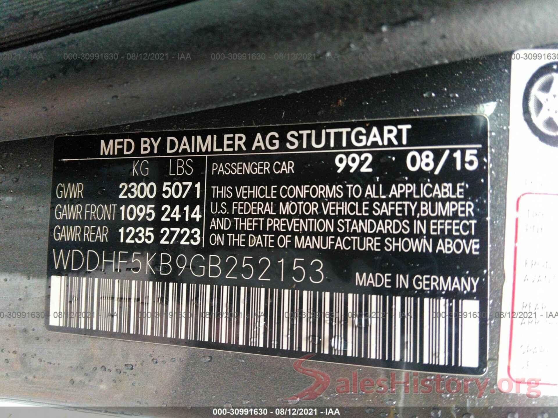 WDDHF5KB9GB252153 2016 MERCEDES-BENZ E-CLASS