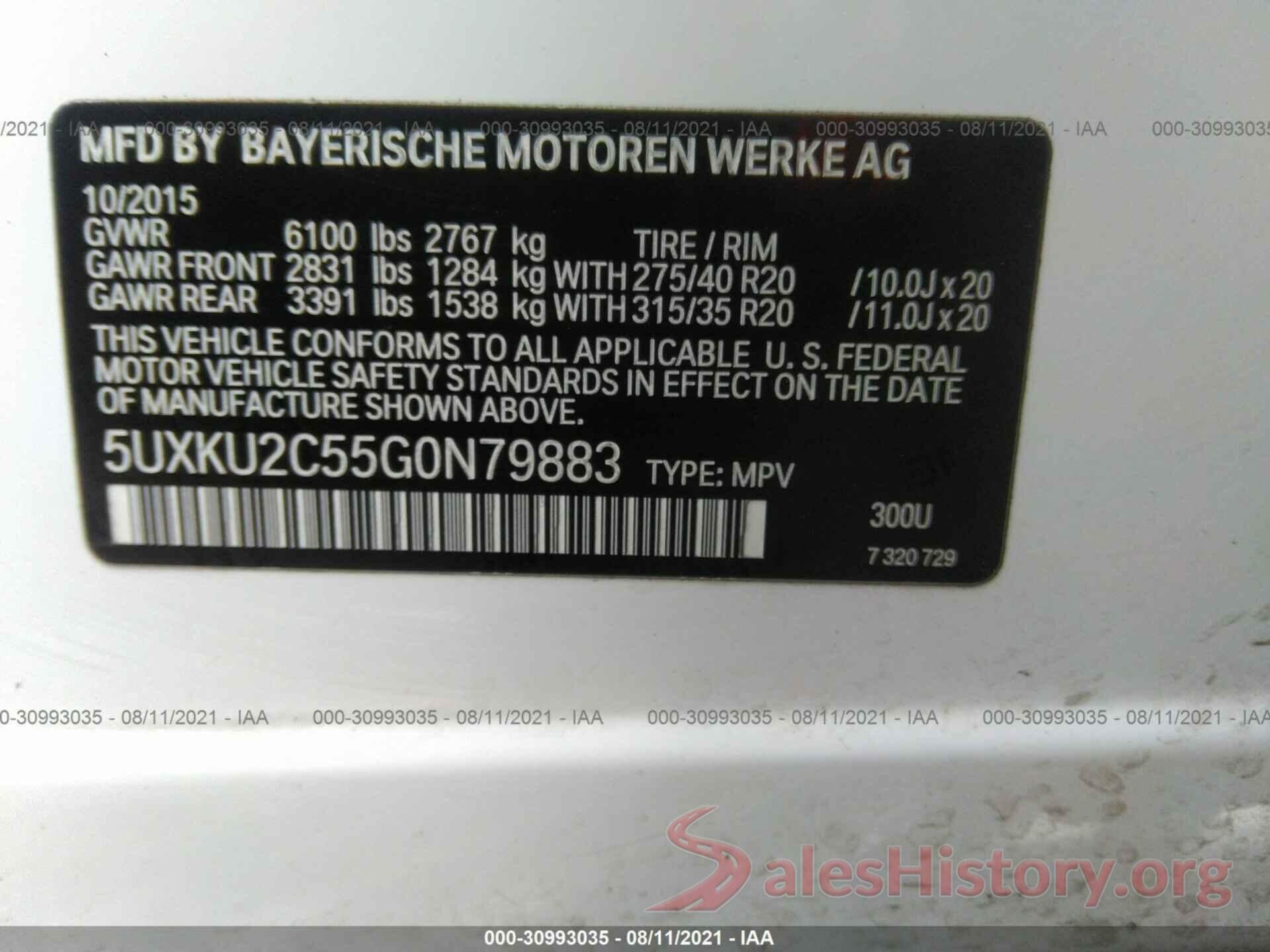 5UXKU2C55G0N79883 2016 BMW X6