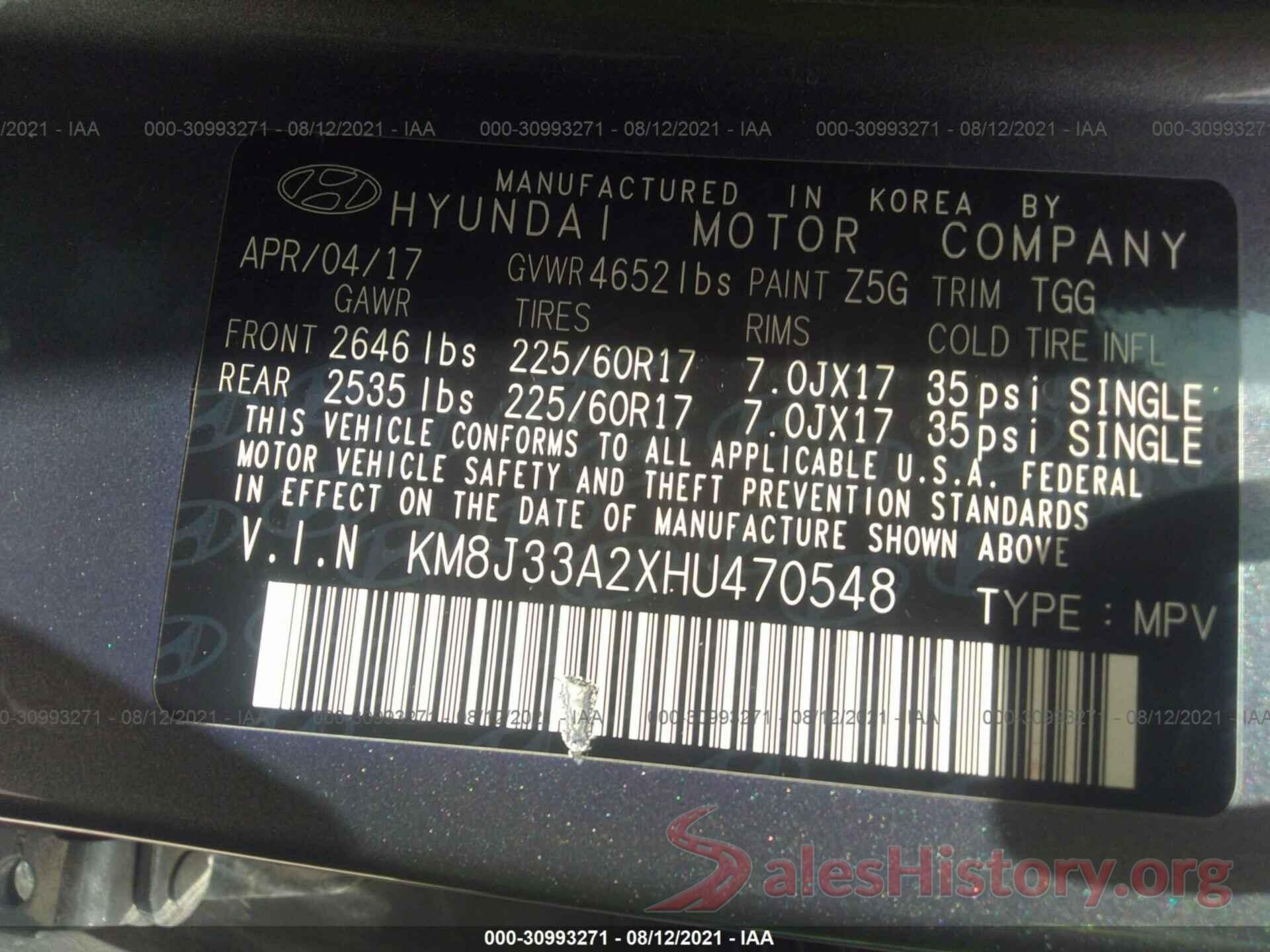 KM8J33A2XHU470548 2017 HYUNDAI TUCSON