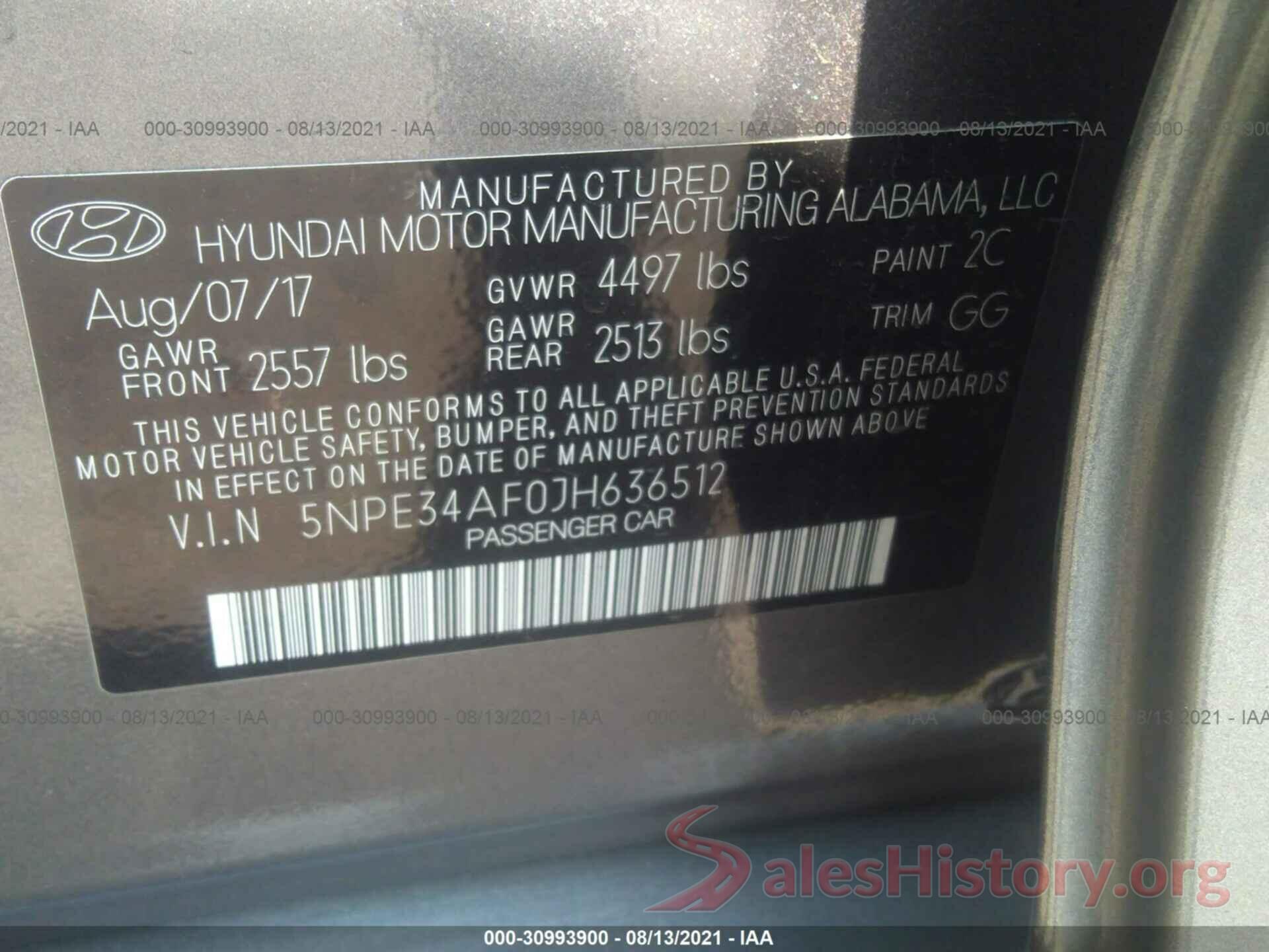 5NPE34AF0JH636512 2018 HYUNDAI SONATA