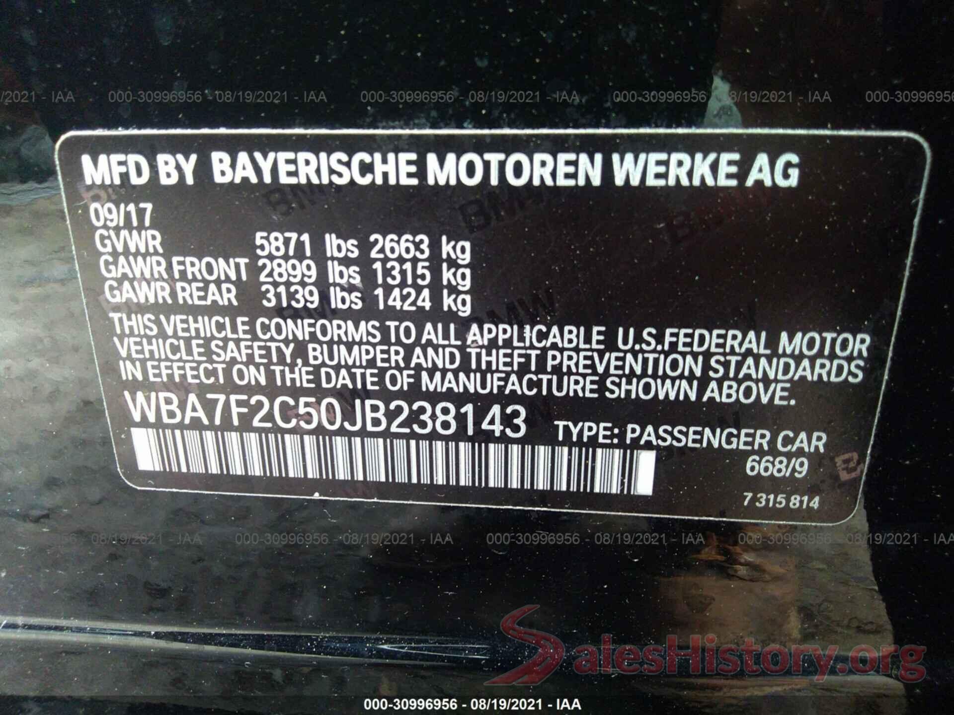 WBA7F2C50JB238143 2018 BMW 7 SERIES