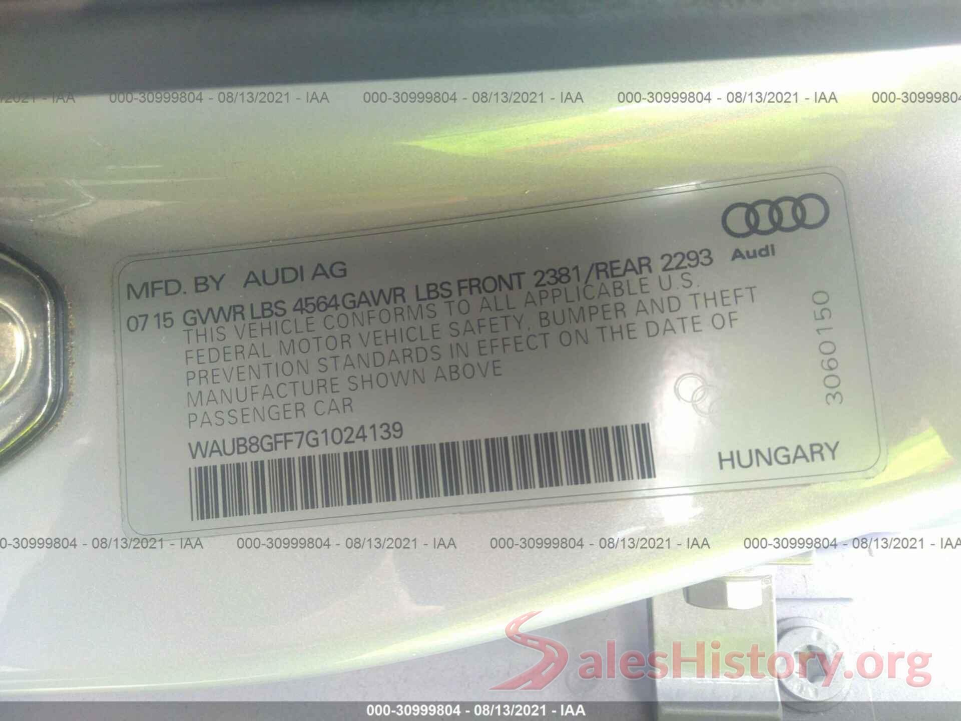 WAUB8GFF7G1024139 2016 AUDI A3