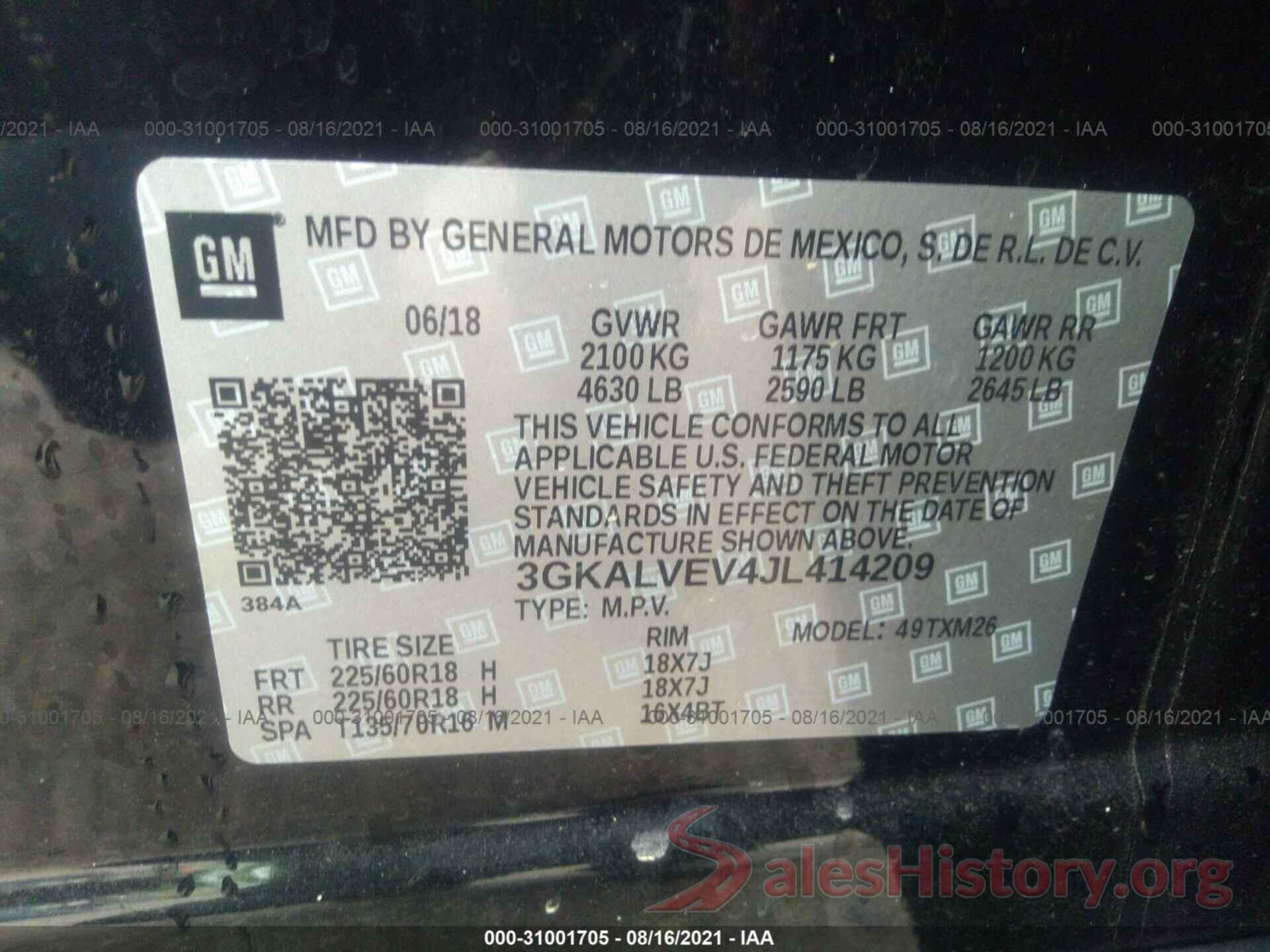 3GKALVEV4JL414209 2018 GMC TERRAIN