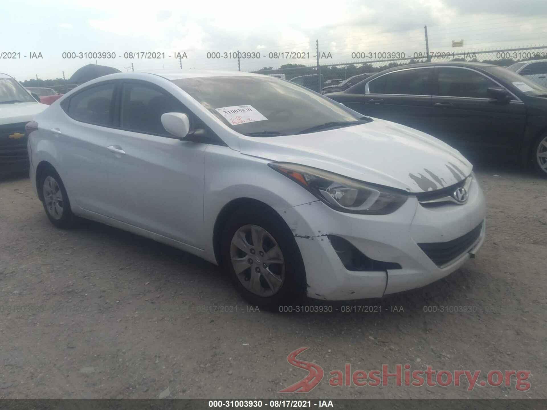 5NPDH4AE8GH721207 2016 HYUNDAI ELANTRA